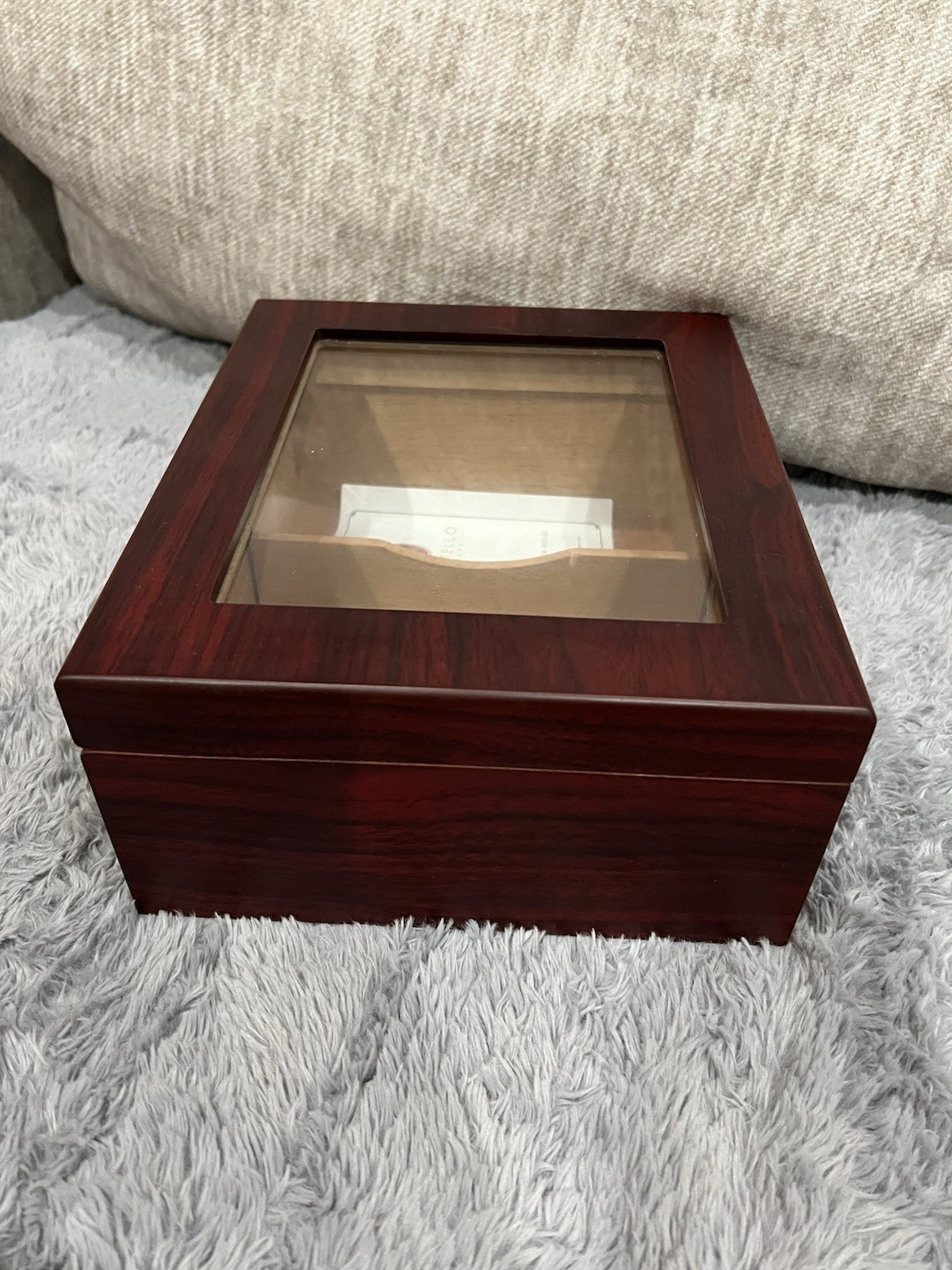 MANTELLO Cigars Humidor Royal Glass Top Cedar Lined Cigar Box Up To 50 Cigars