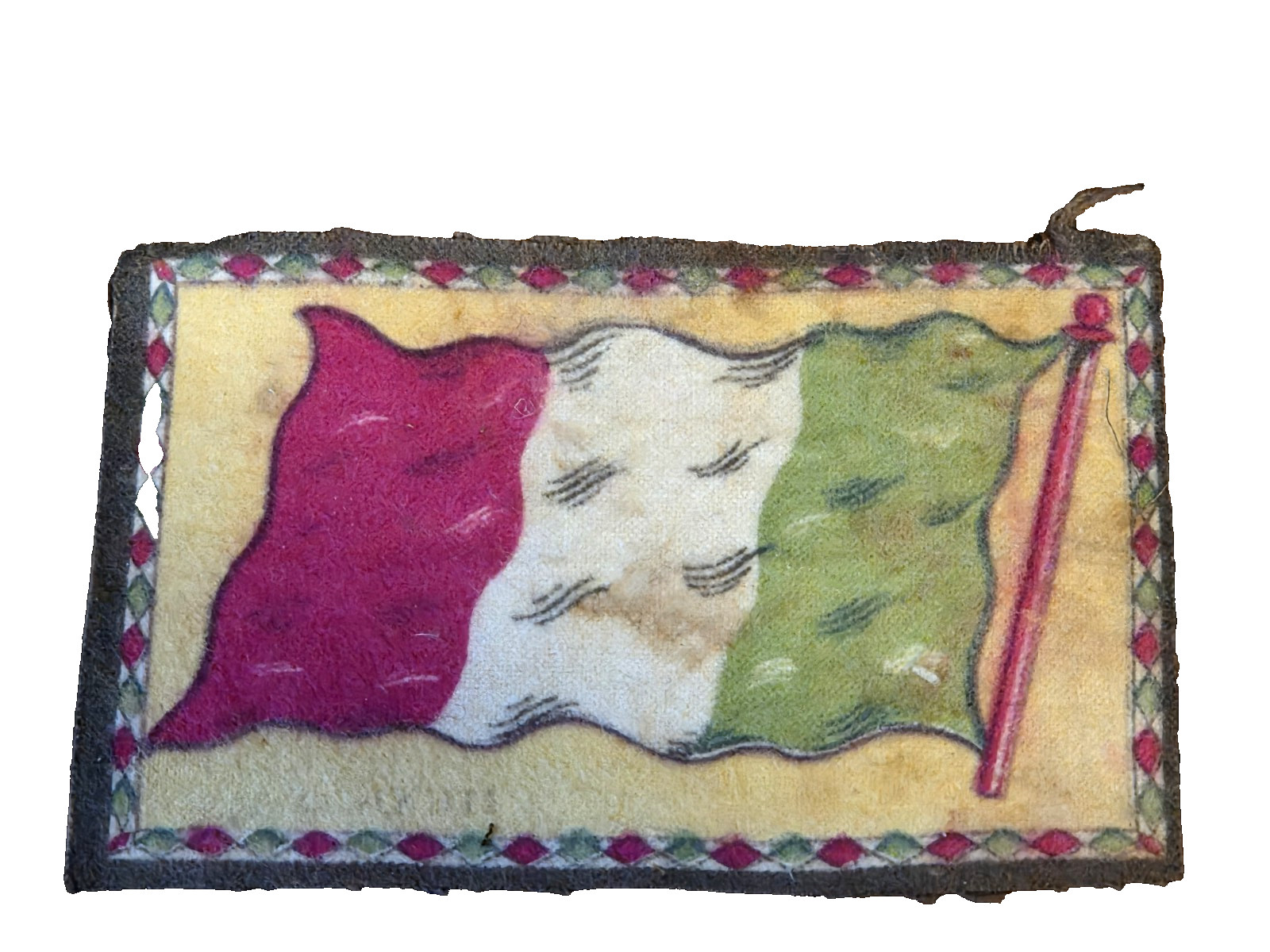 Vintage Early 1900’s Mexico Tobacco Felt Flag Approximately 5 1/2″ X 3 1/2″