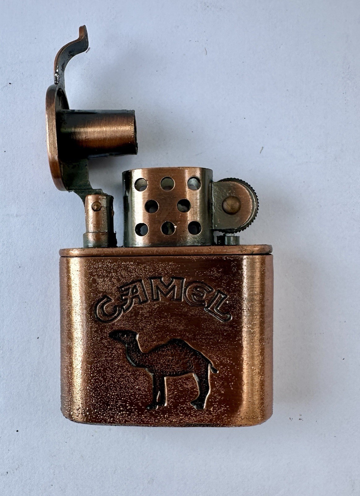 VTG 90s Camel Copper Finish Refillable Lighter Cigarettes NIB NOS
