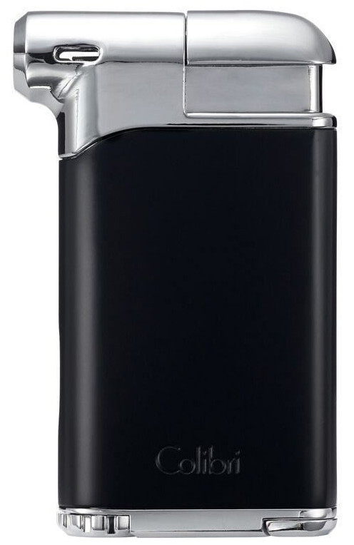 Black & Chrome Colibri Pacific Air Angled Soft Flame Pipe Lighter – 9109