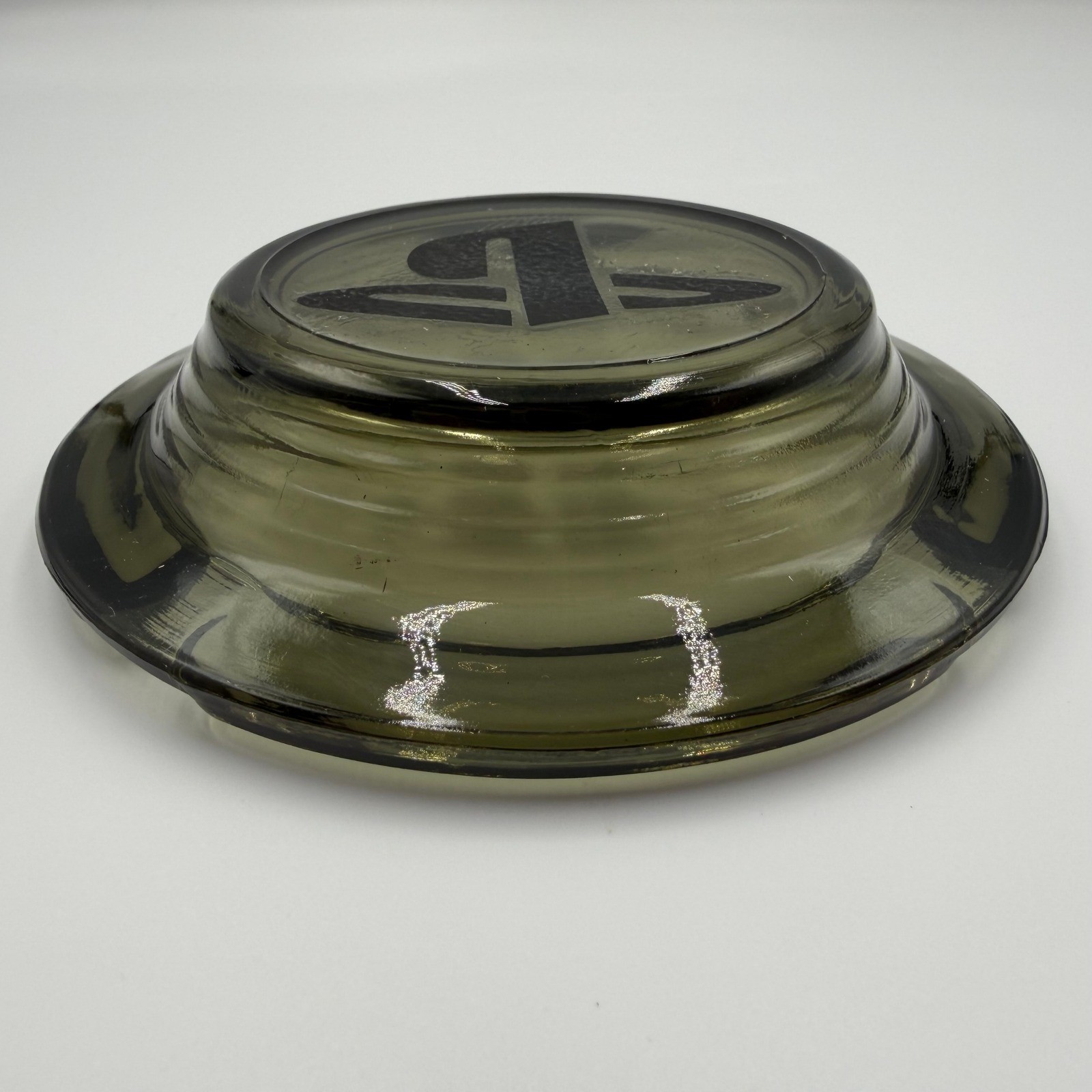 Sony PlayStation Glass Ashtray Smoke Grey Round Gaming Logo Collectible Tray
