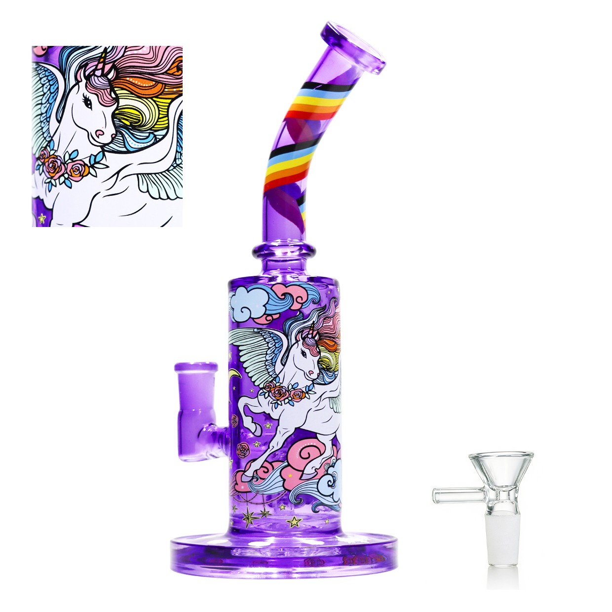 Horse 10″ Heavy Duty Glass Bong Glass Water Pipe Smoking Tobacco Pipes 14MM Bowl