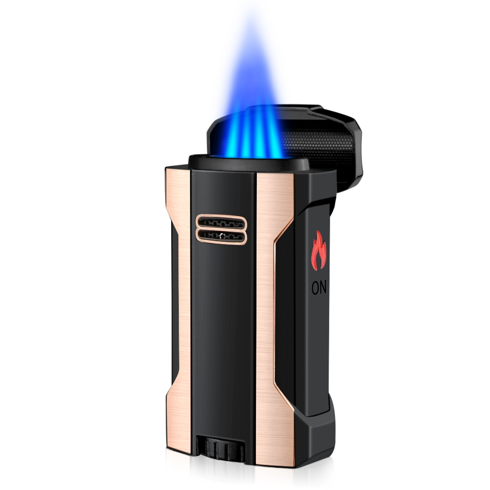4 Jet Cigar Blue Flame Lighter Windproof Gas Butane Cigarette with Gift Box