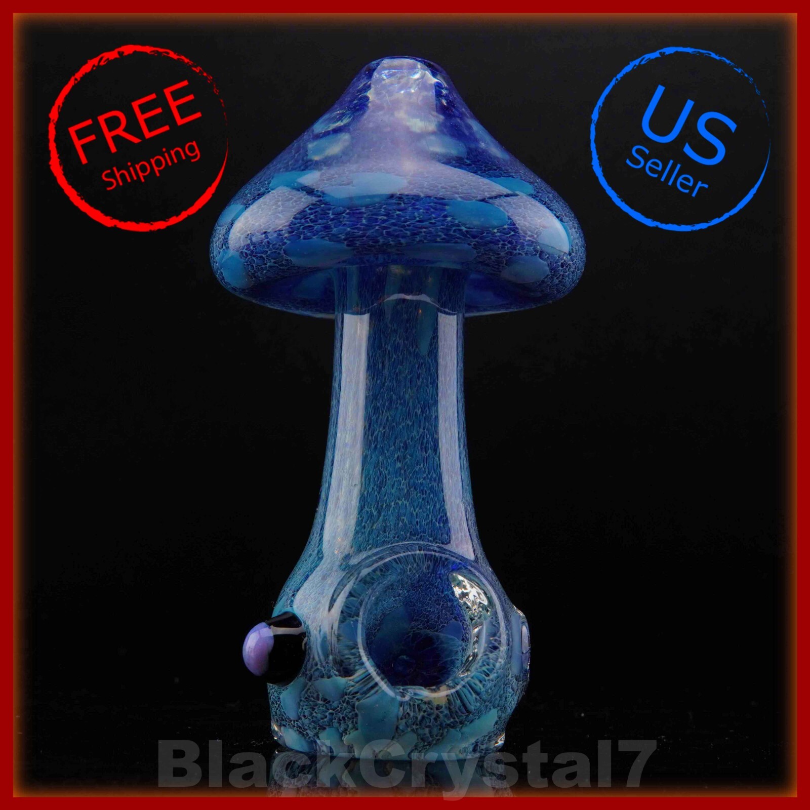 4.25 inch Handmade Thick Midnight Blue Mushroom Tobacco Smoking Bowl Pipes