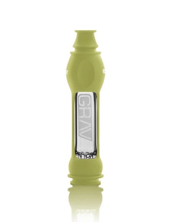 GRAV 4″ Octo Taster 16mm Chillum One Hitter Silicone Glass Smoking Bowl- Avacodo
