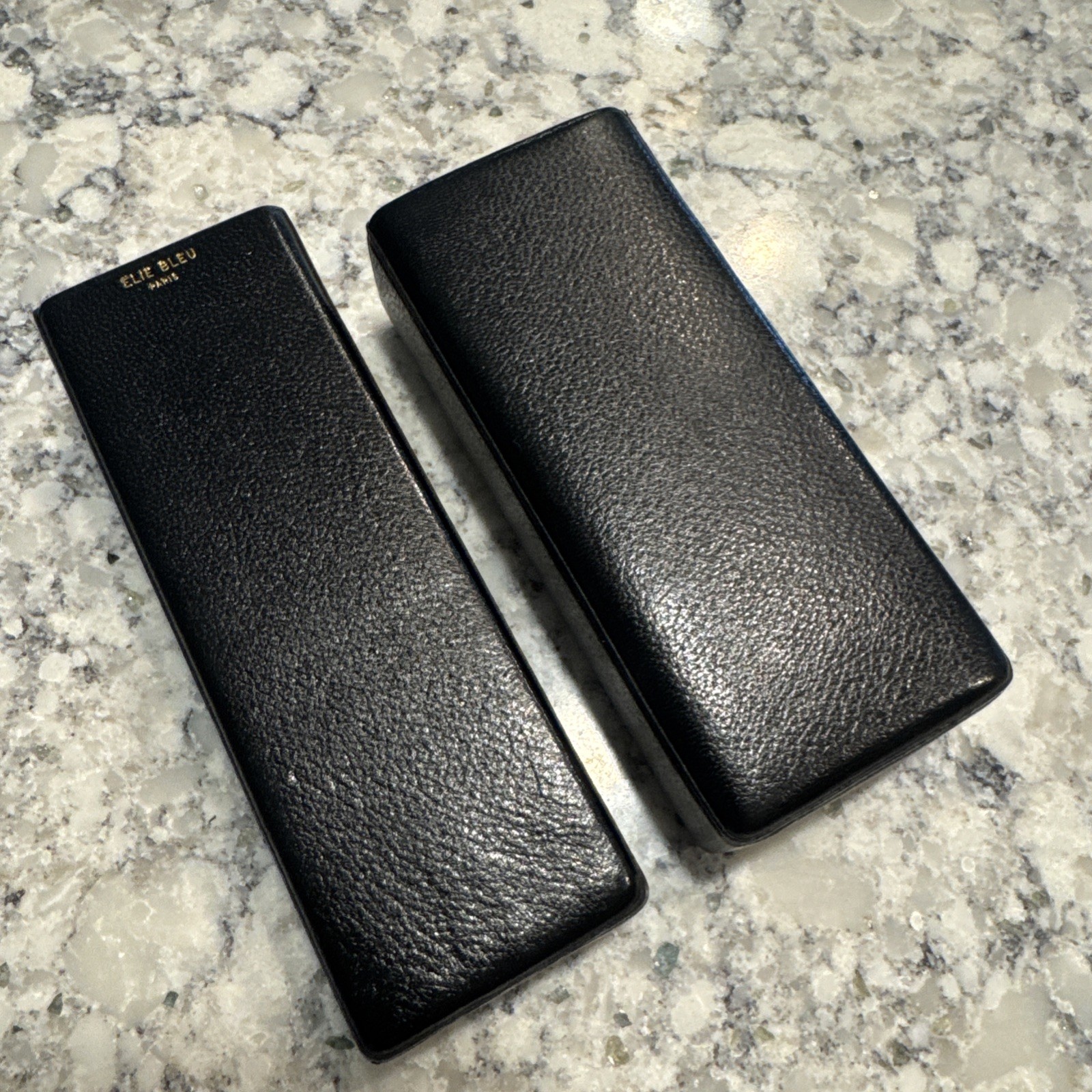 Elie Bleu Black Leather Humidor Double Cigar Case