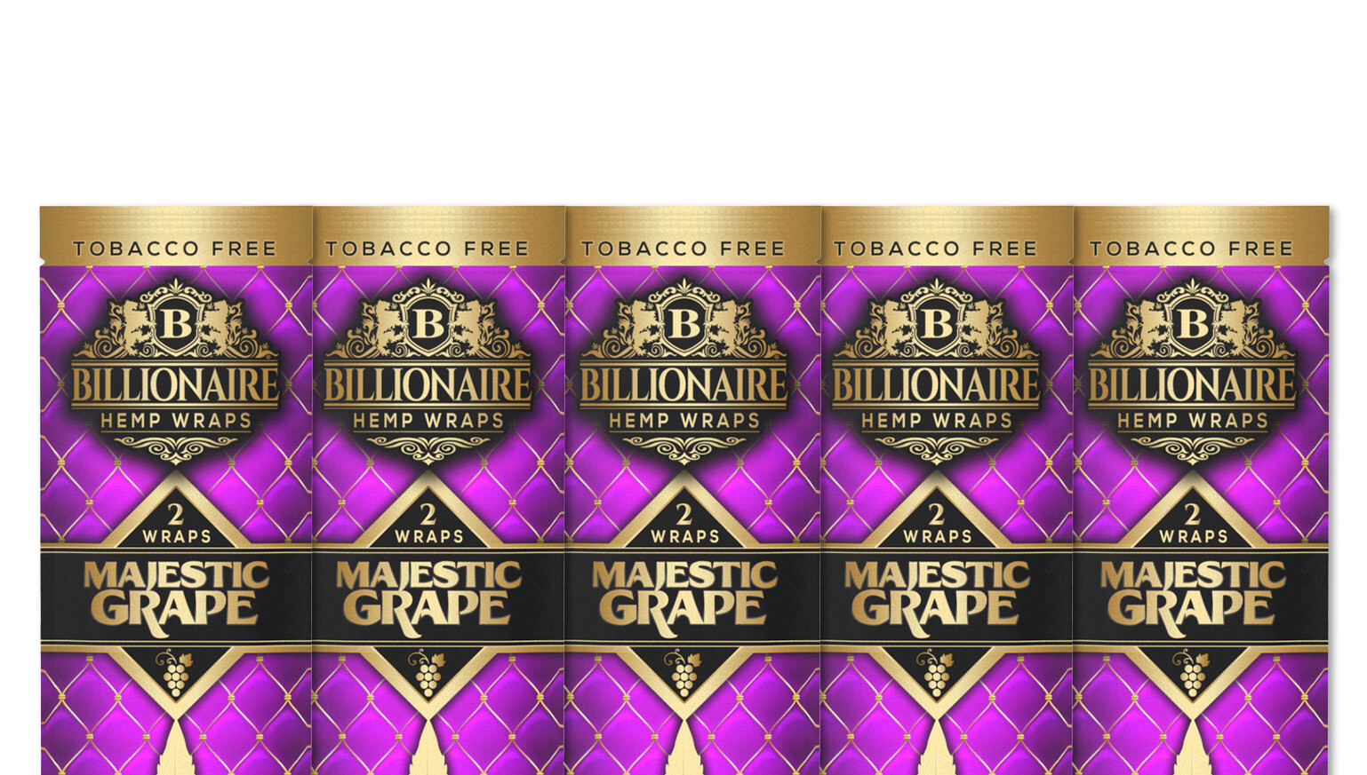 Billionaire Wraps – Majestic Grape Flavor – 5 Pouches, 10 Wraps Total!