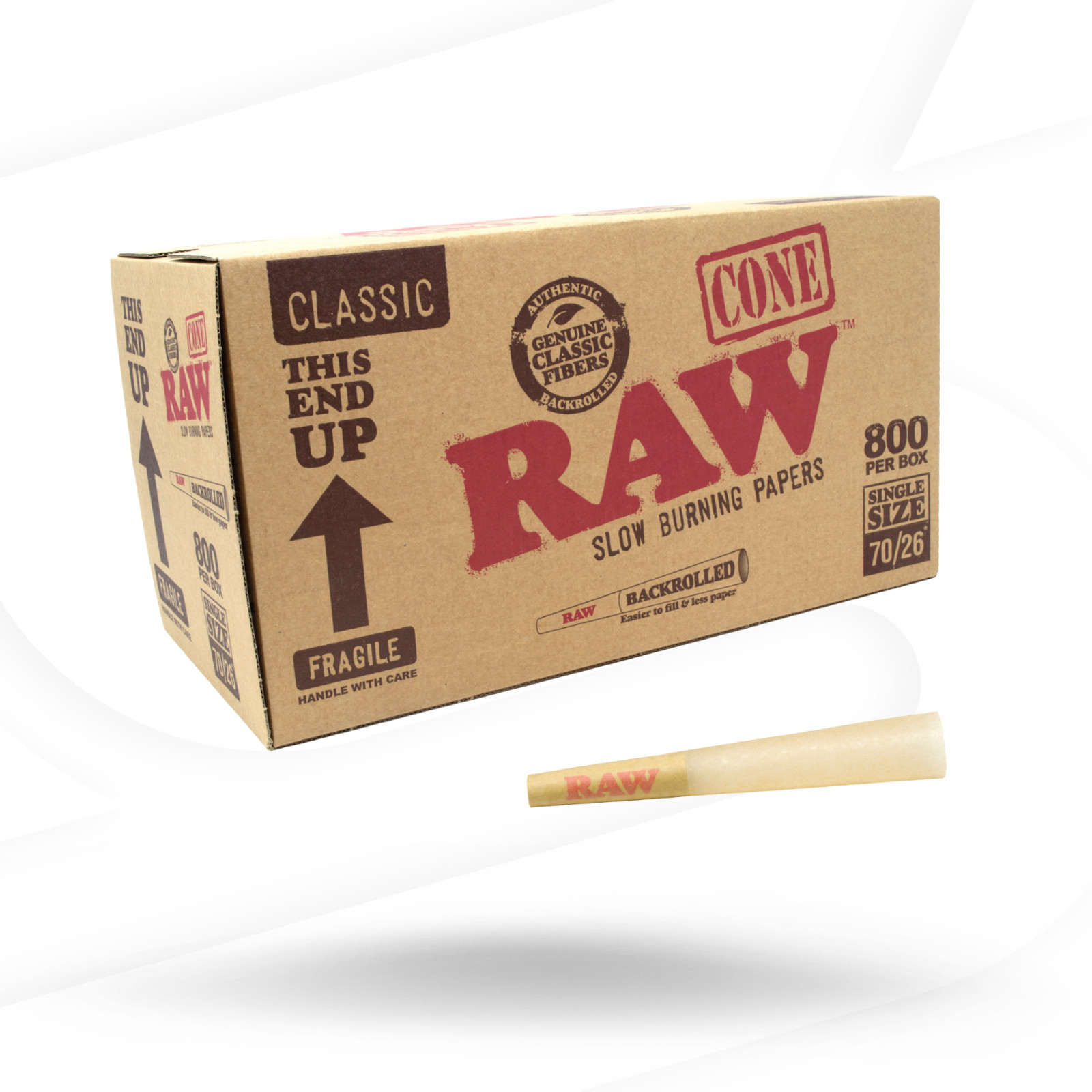 RAW Classic Single Size 70/26 | Bulk Box| 800 Cones