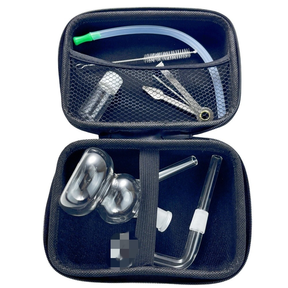Portable 4″ Glass Bong Gourd Smoking Water Pipe Hookah Bubbler W/Tool Box SET