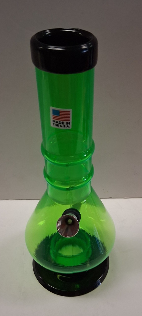 9″ ACRYLIC PLASTIC TEARDROP BUBBLE HOOKAH WATER PIPE BONG THUMB CARB 1.5″M LGREE