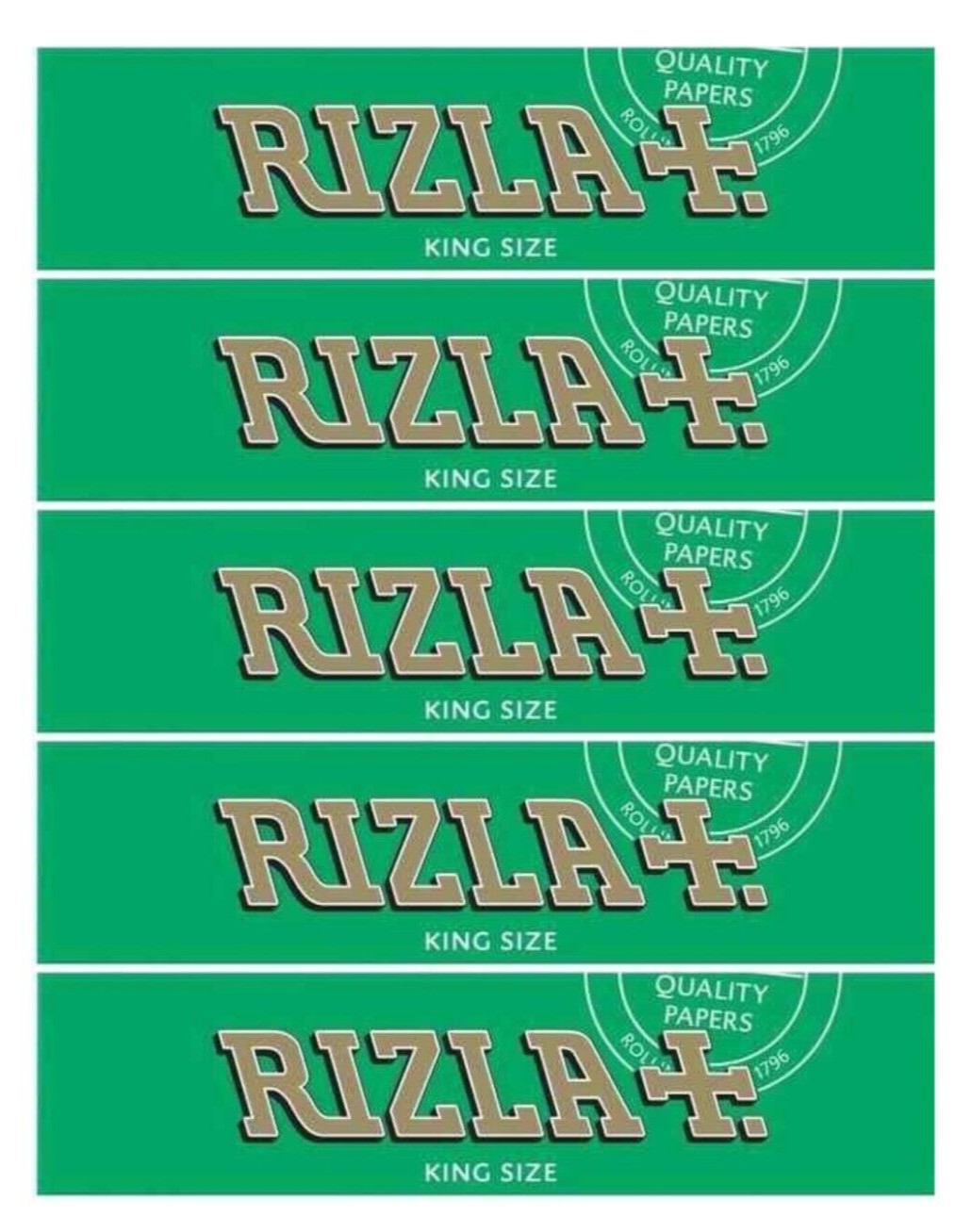 5x Rizla Rolling Papers Green King Size 32 Lvs/Pk 5/PKS DISCOUNTS! USA SHIPPED!