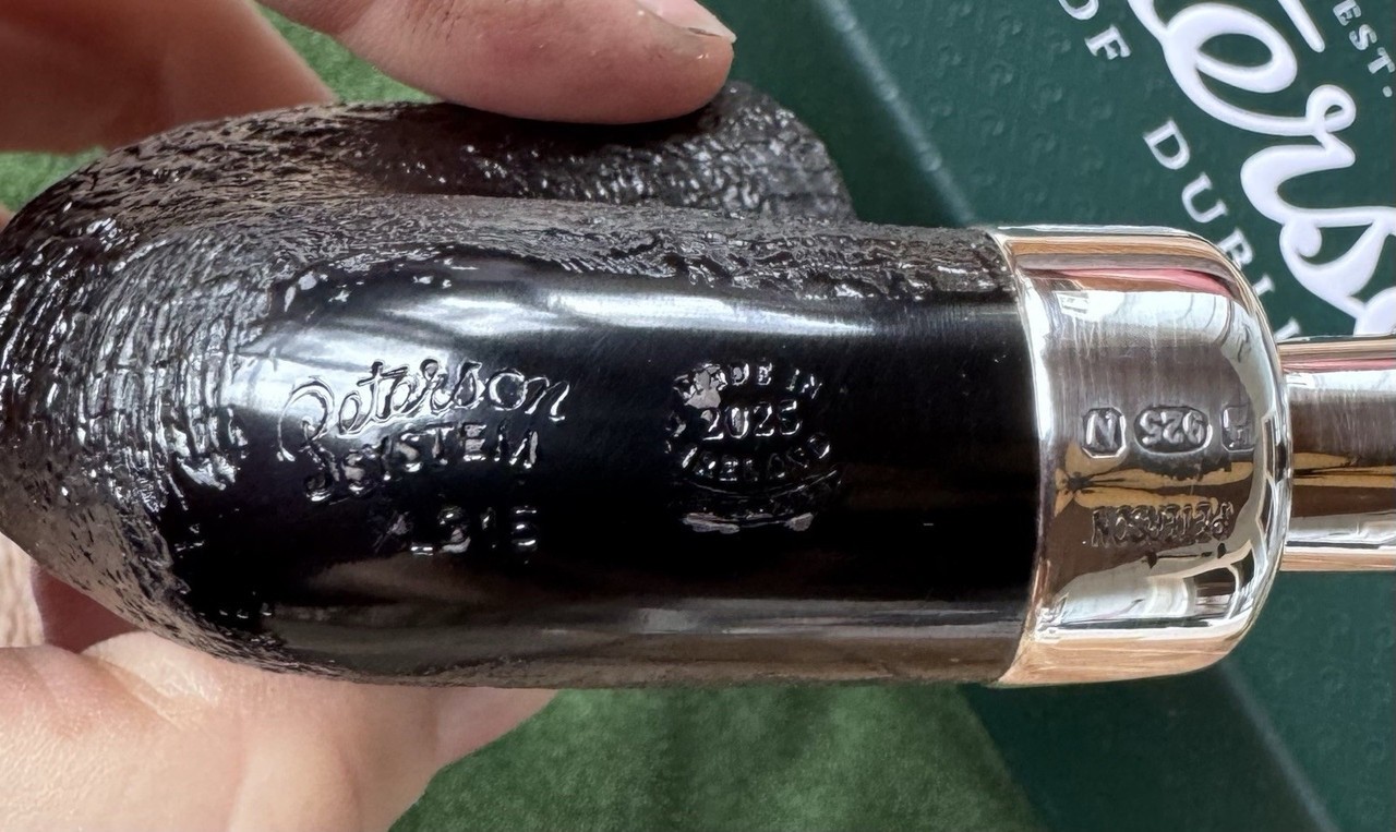 Peterson System Sterling Spigot Sandblasted Bent Calabash (XL315) P-Lip Pipe