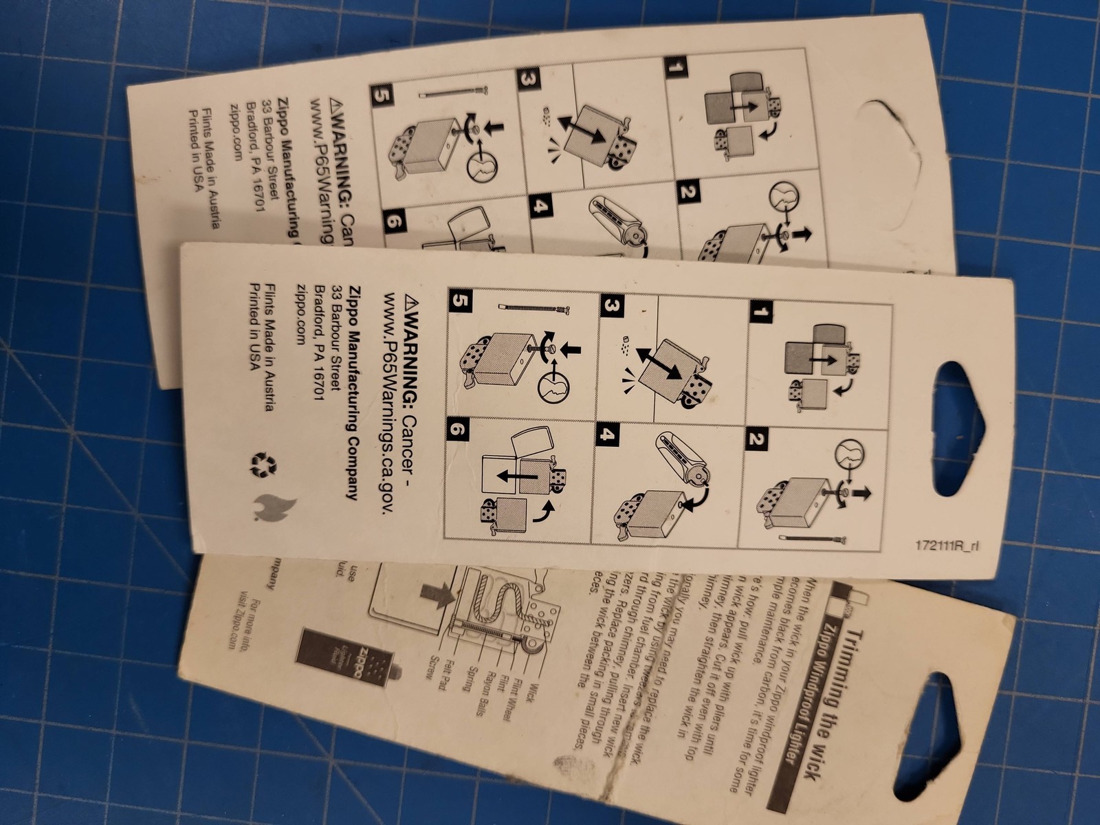 Zippo Lighter Repair Kit Lot 2 Packs 6 Flints & 1 Genuine Replacement Wick 100mm