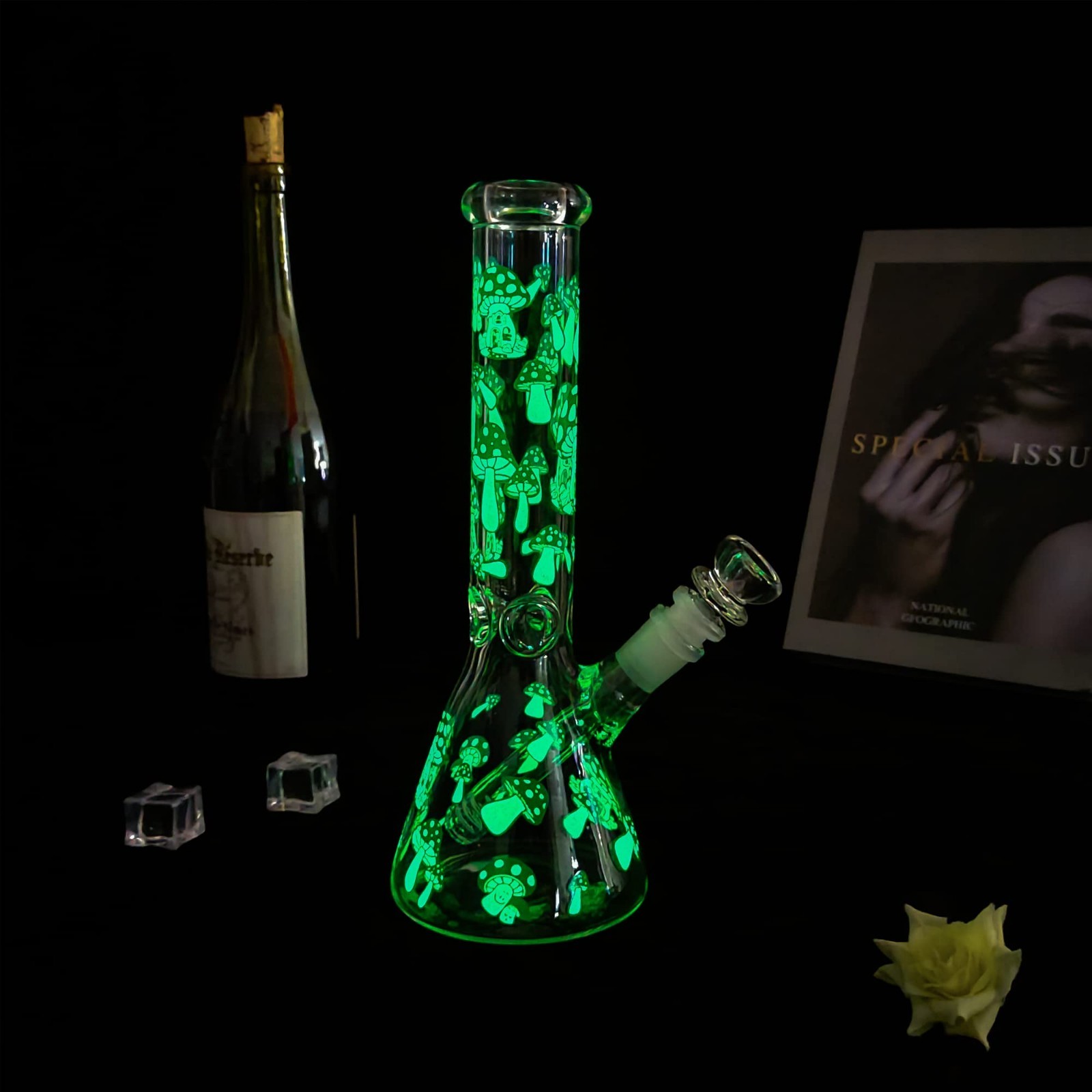 10inch Heavy Glass Bong Mushroom Water Pipe Smoking Beaker 14mm Bowl hookah