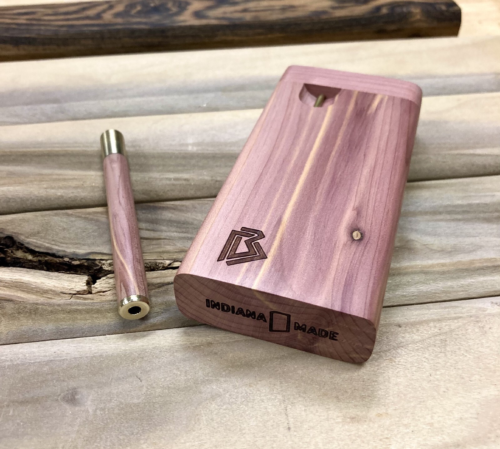 Aromatic Cedar Wood (4″) Dugout Stash Box w Bat/One Hitter Pipe & Poker
