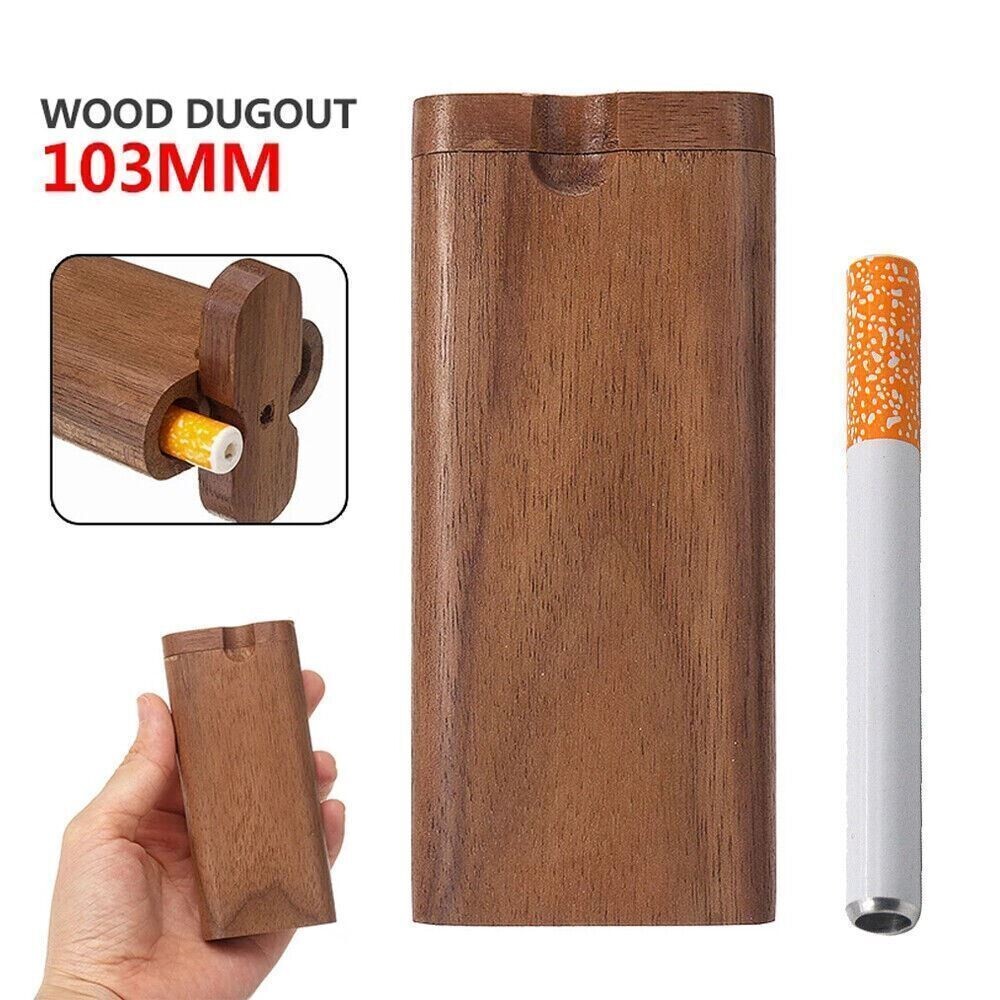 Wooden Dugout Pipe Self Cleaning Metal Bat Poker Smoking Pipe One Hitter Kit