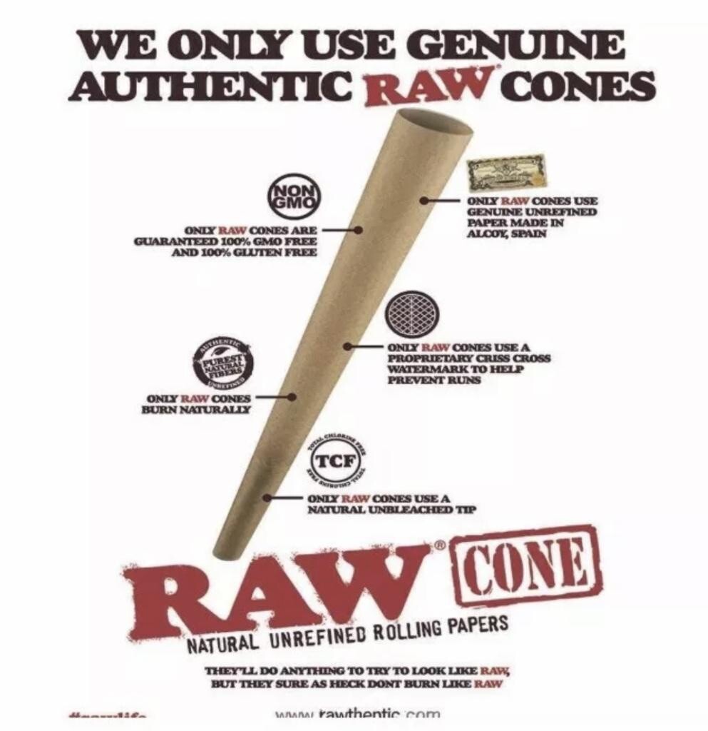RAW Classic 98 special Size Cone AUTHENTIC(200 pack)+phily tube+glass cone tip