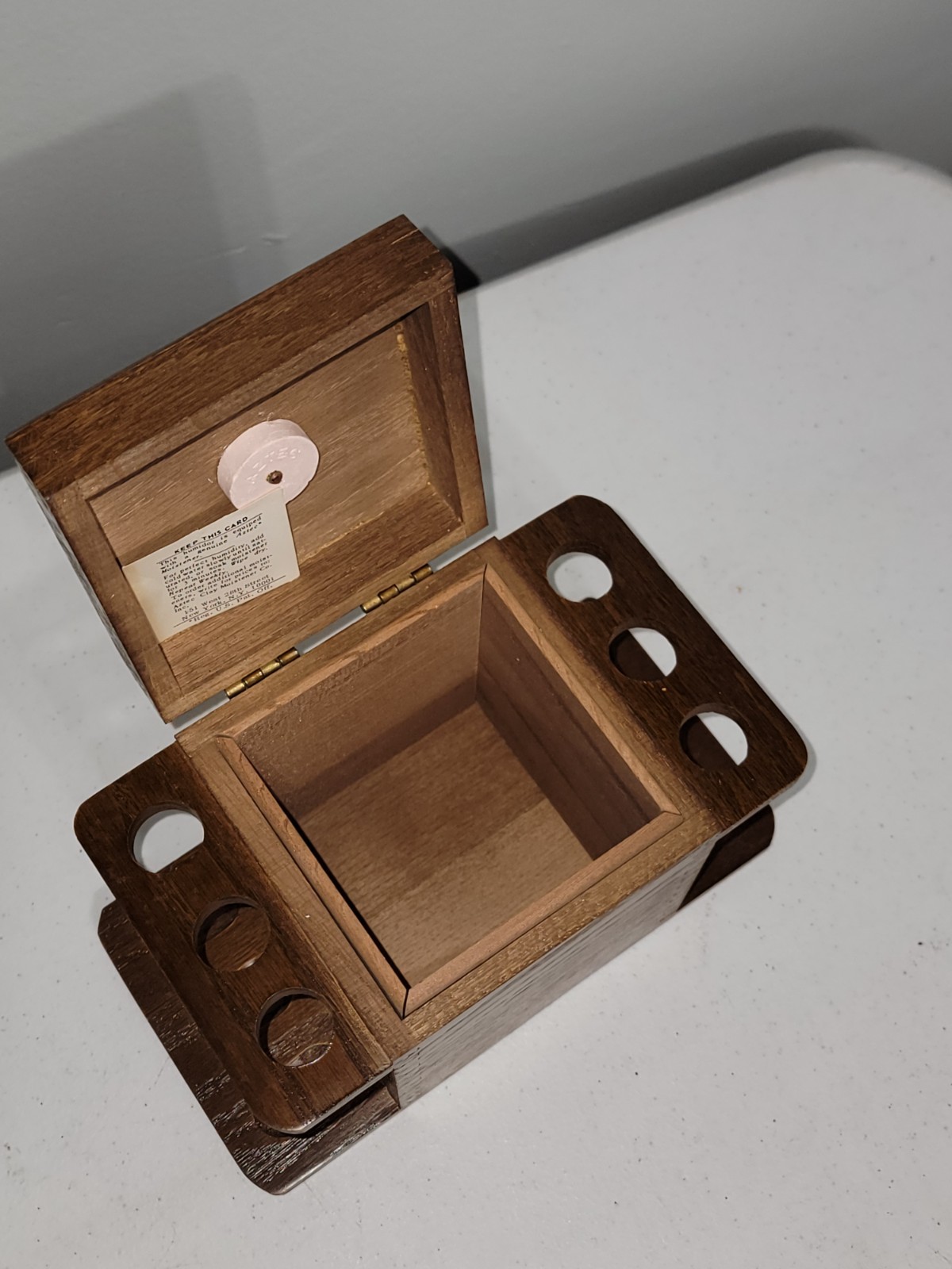 Vintage Decatur Industries Walnut Wood 6 Tobacco Pipe Stand Display Humidor NOS