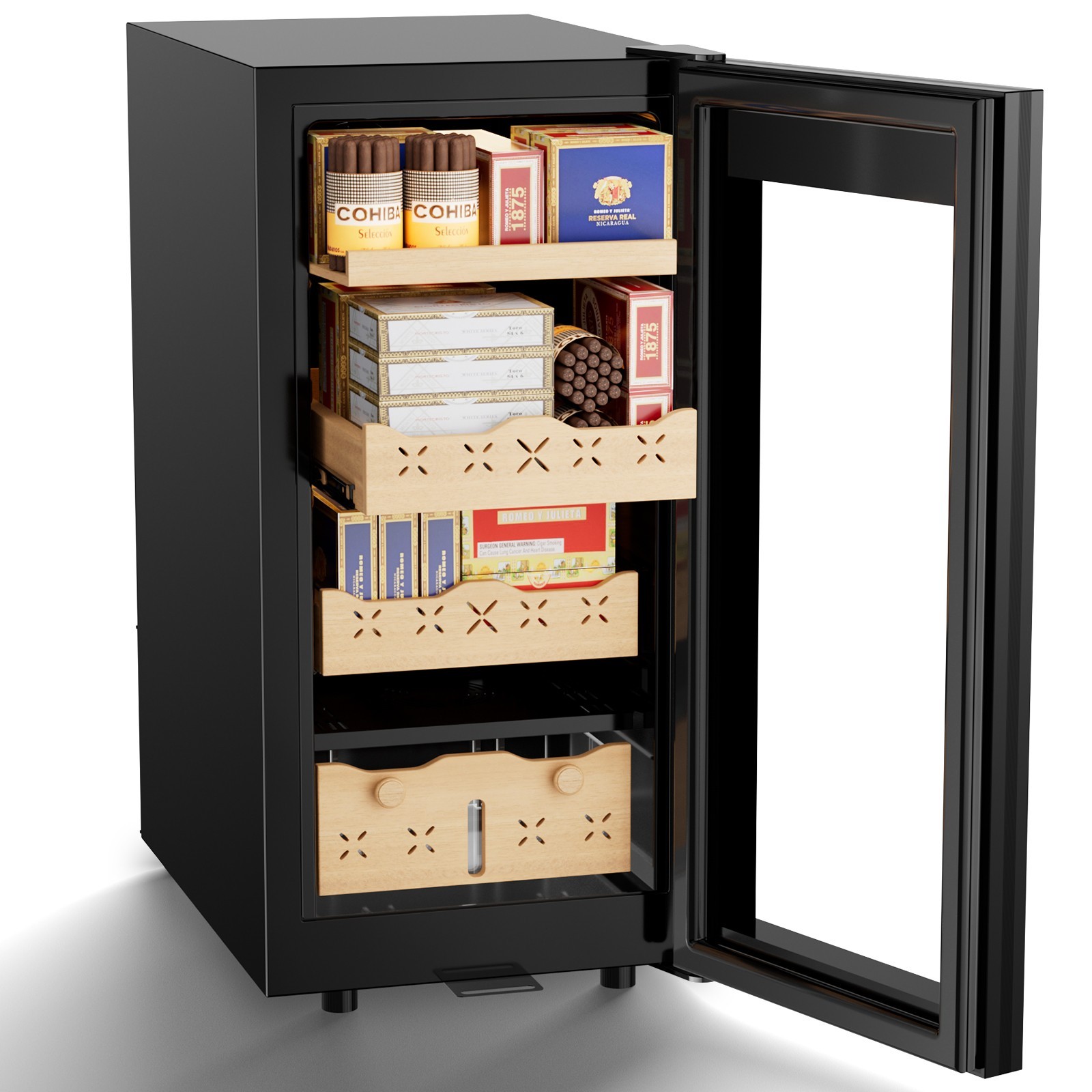 Electric Cigar Humidor 85L Cigar Cabinet, 700 Cigars Spanish Cedar Wood Shelves
