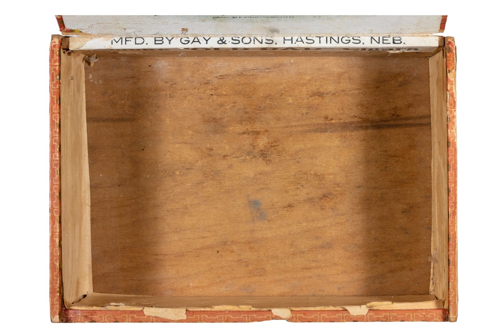 Scarce 1900s “Old Dad” 50 cedar cigar box is in fair condition