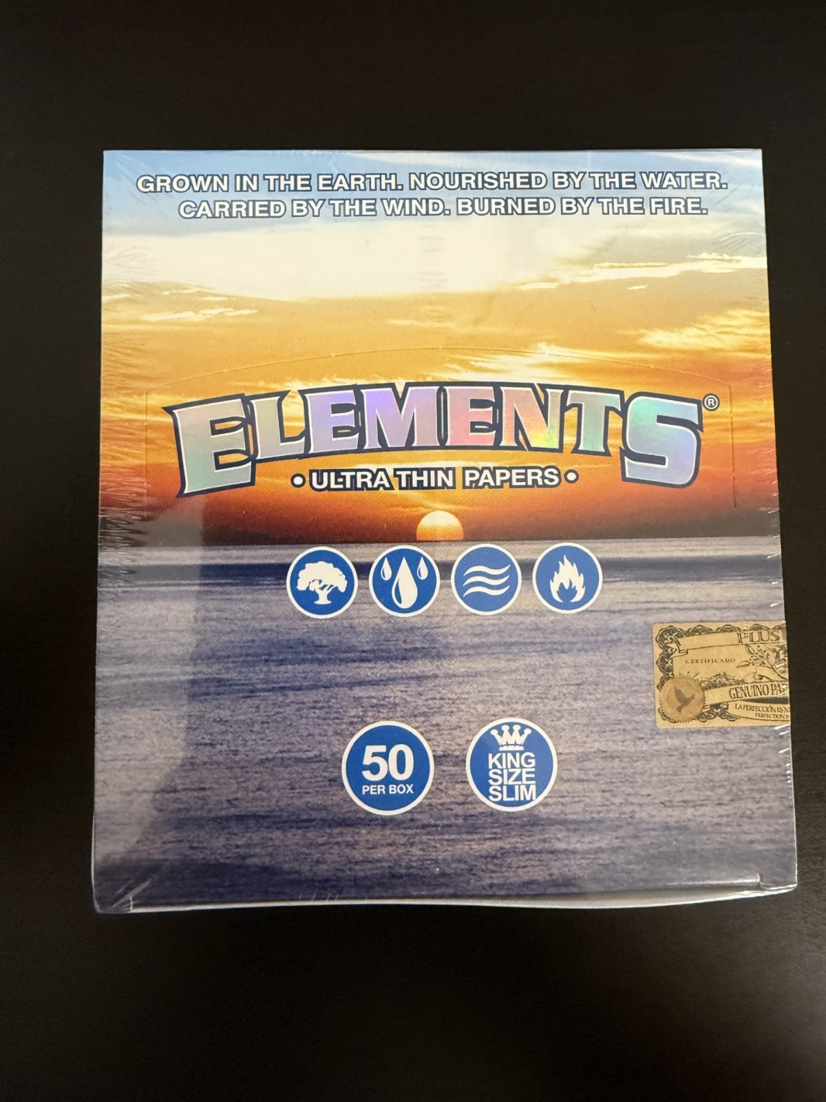 Elements King Size Slim Ultra Thin Rice Rolling Paper Full Box of 50 Packs