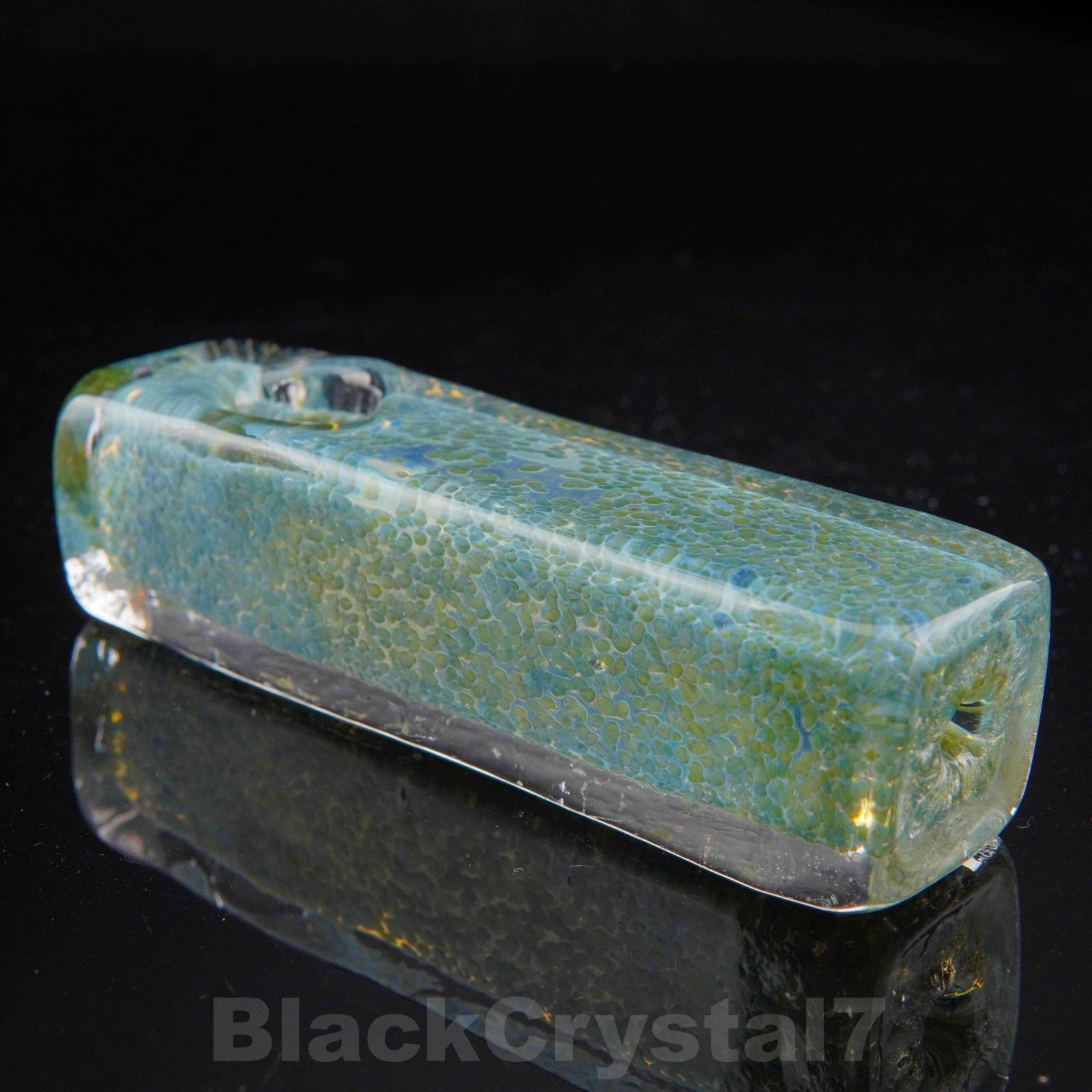 4.25″ Handmade Green Frit Square Rectangle Tobacco Smoking Bowl Glass Pipes