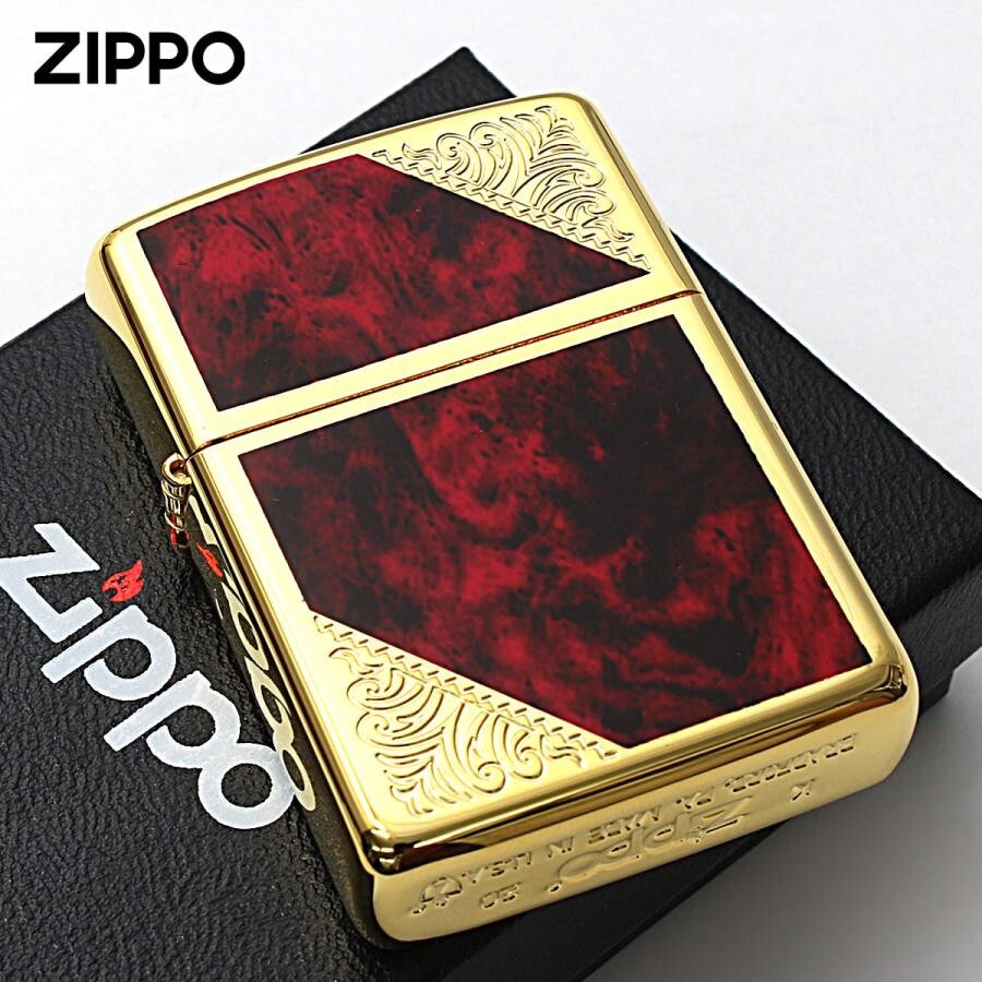 Zippo Armor Arabesque Marble Venetian Red Gold Tank 162GW-RM Lighter Japan