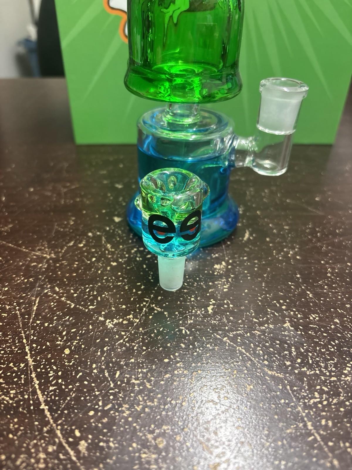 8” Cheech Brand Freezable Glycerin Blue & Green Rare Brand New Water Pipe