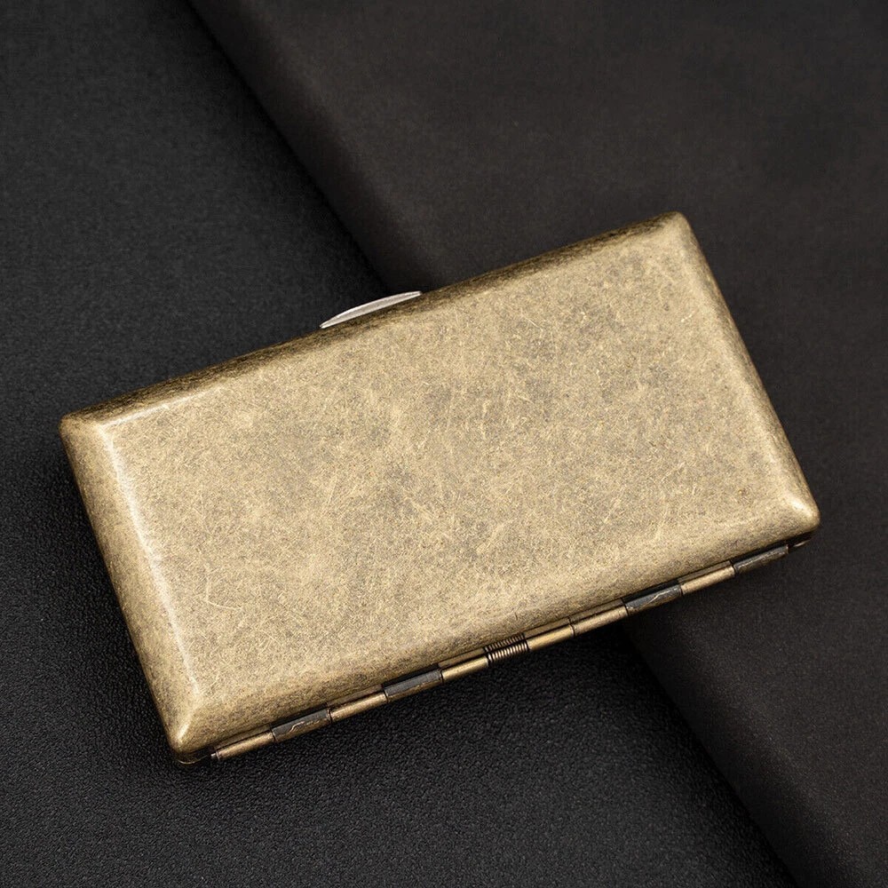 Retro Bronze Metal Cigarette Case Holder Box For King Size or 20’s Cigarettes US