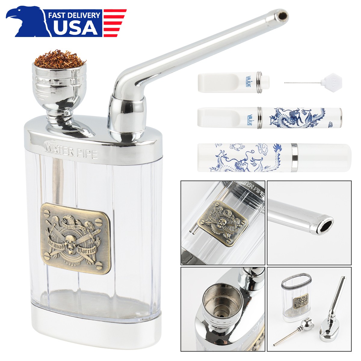 Portable Mini Small Water Bong Herb Smoking Pipe Double-Use For Tobacco Hookah