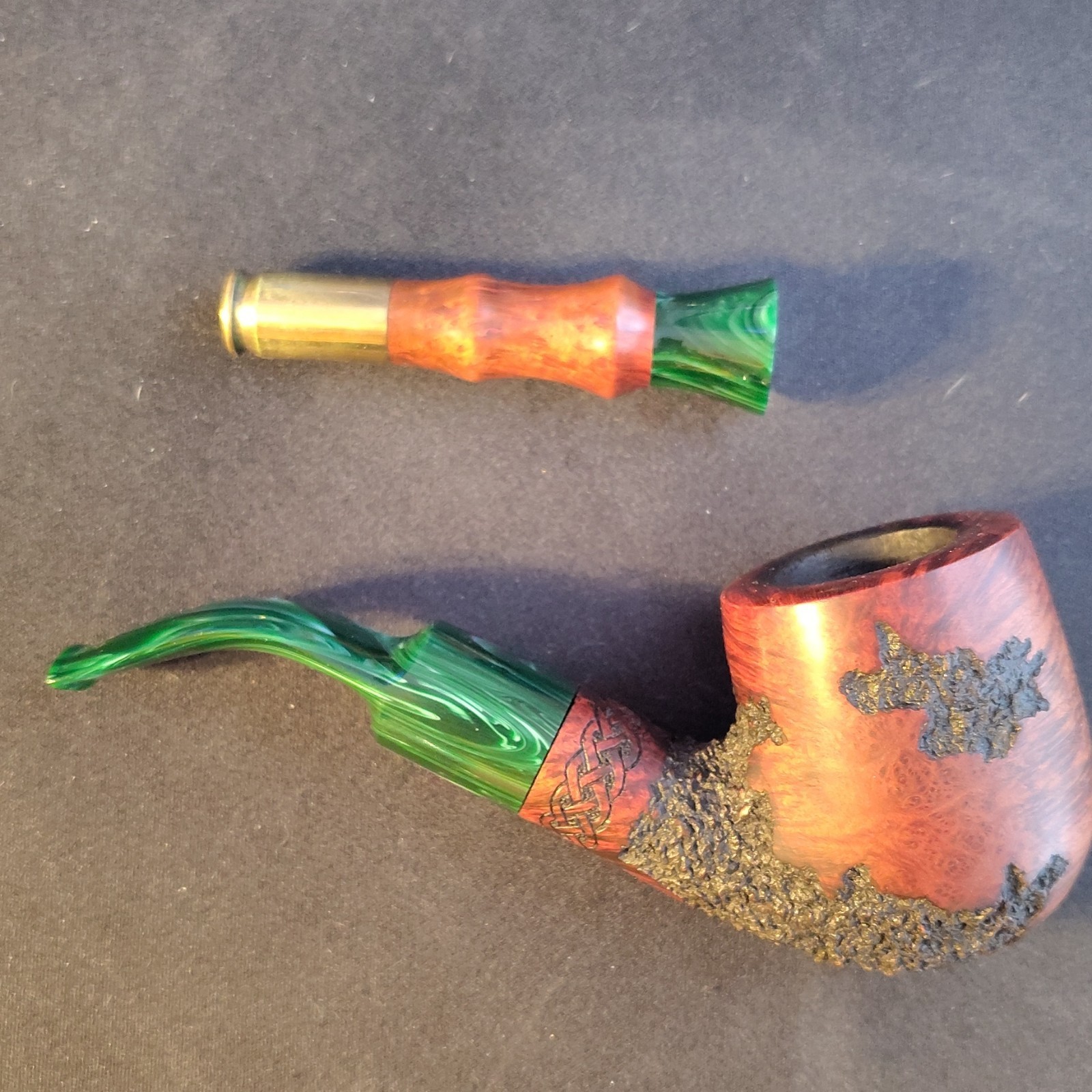 Rusticated Estate Pipe, Thunder Pipes USA By Frank Johnson w/ Tamper