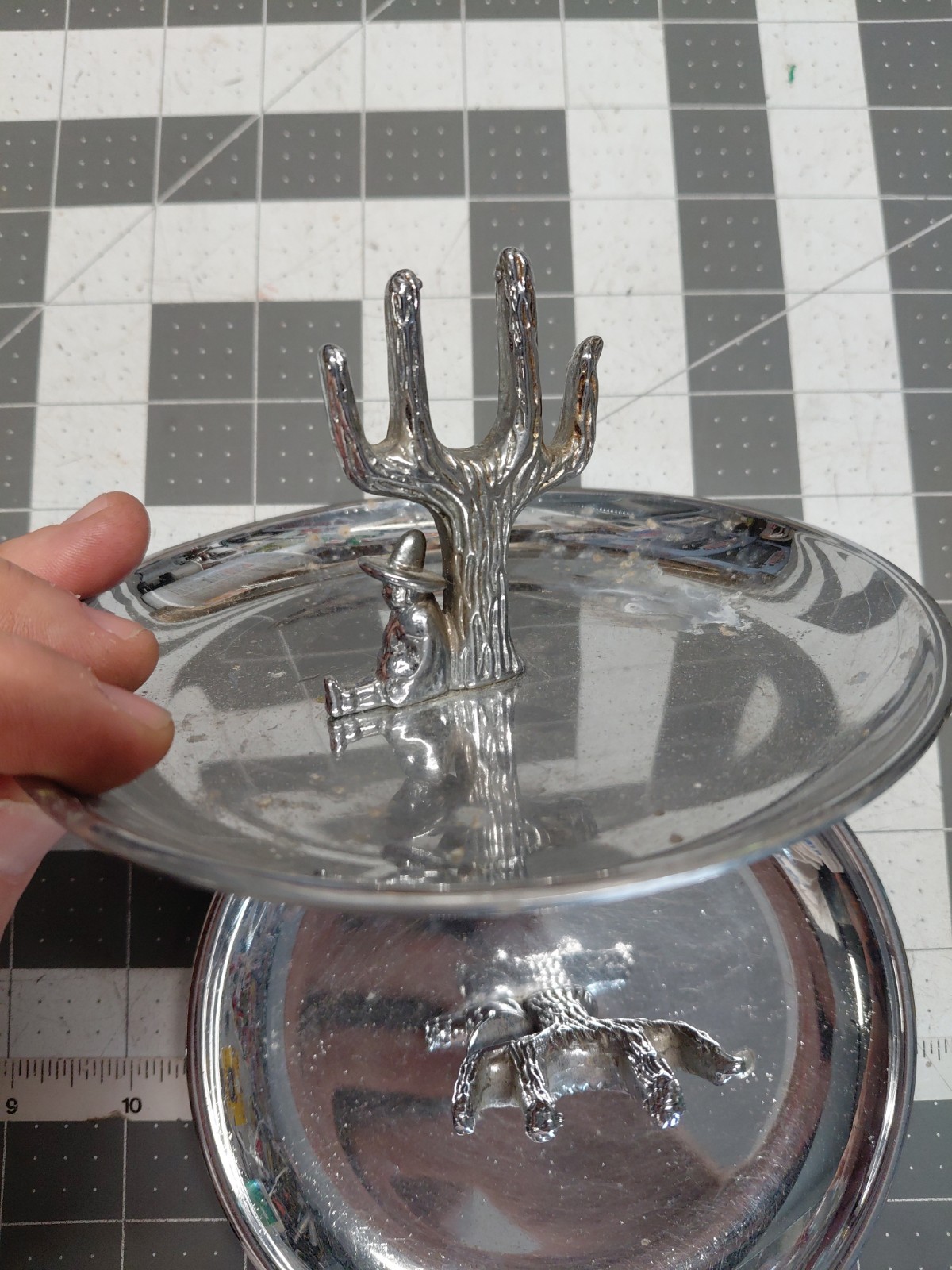 Lot Of2 Mexican Siesta Cactus Pincher Ashtray Hamilton Chrome Barware