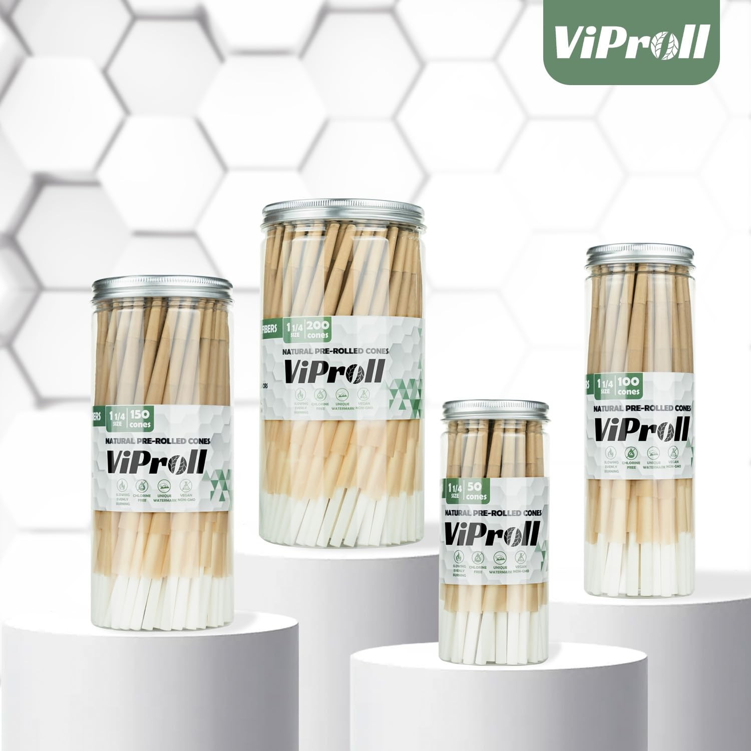 Pre Rolled Cones 1 1/4 Size 200 Pack, Natural Unbleached Cones Rolling Papers…
