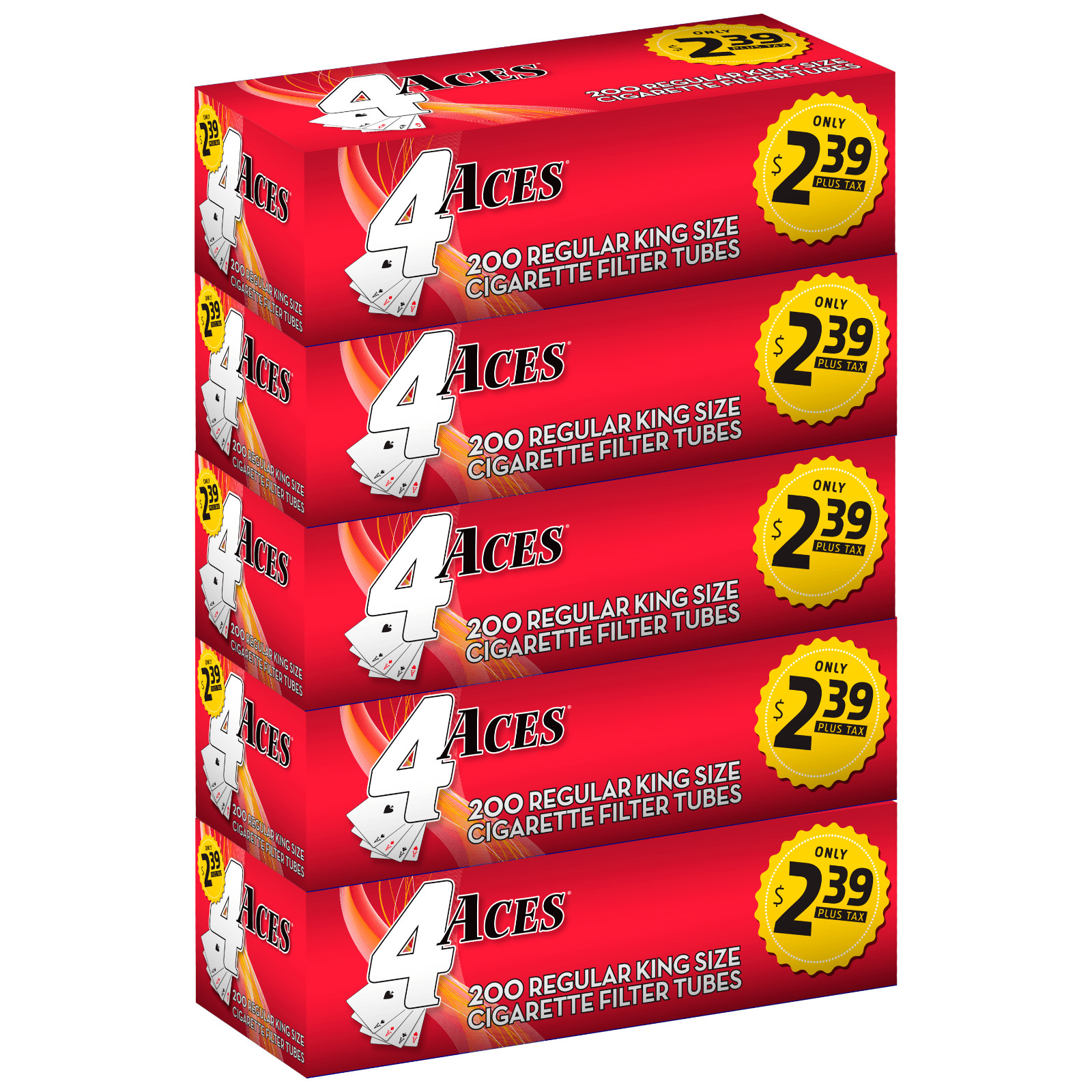 4 Aces Tubes – Regular King Size Cigarette Filter Tubes – 200 Each, 1000 Total!