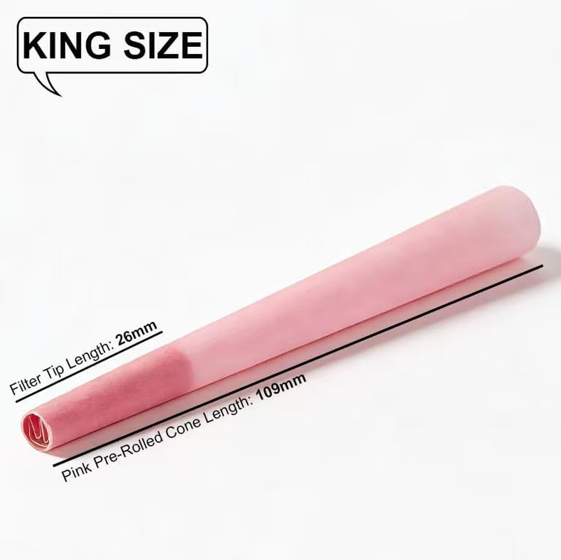 100 PACK Pink Cones Rolling Paper | King Size | 108Mm | Pre Rolled Cones with Pa