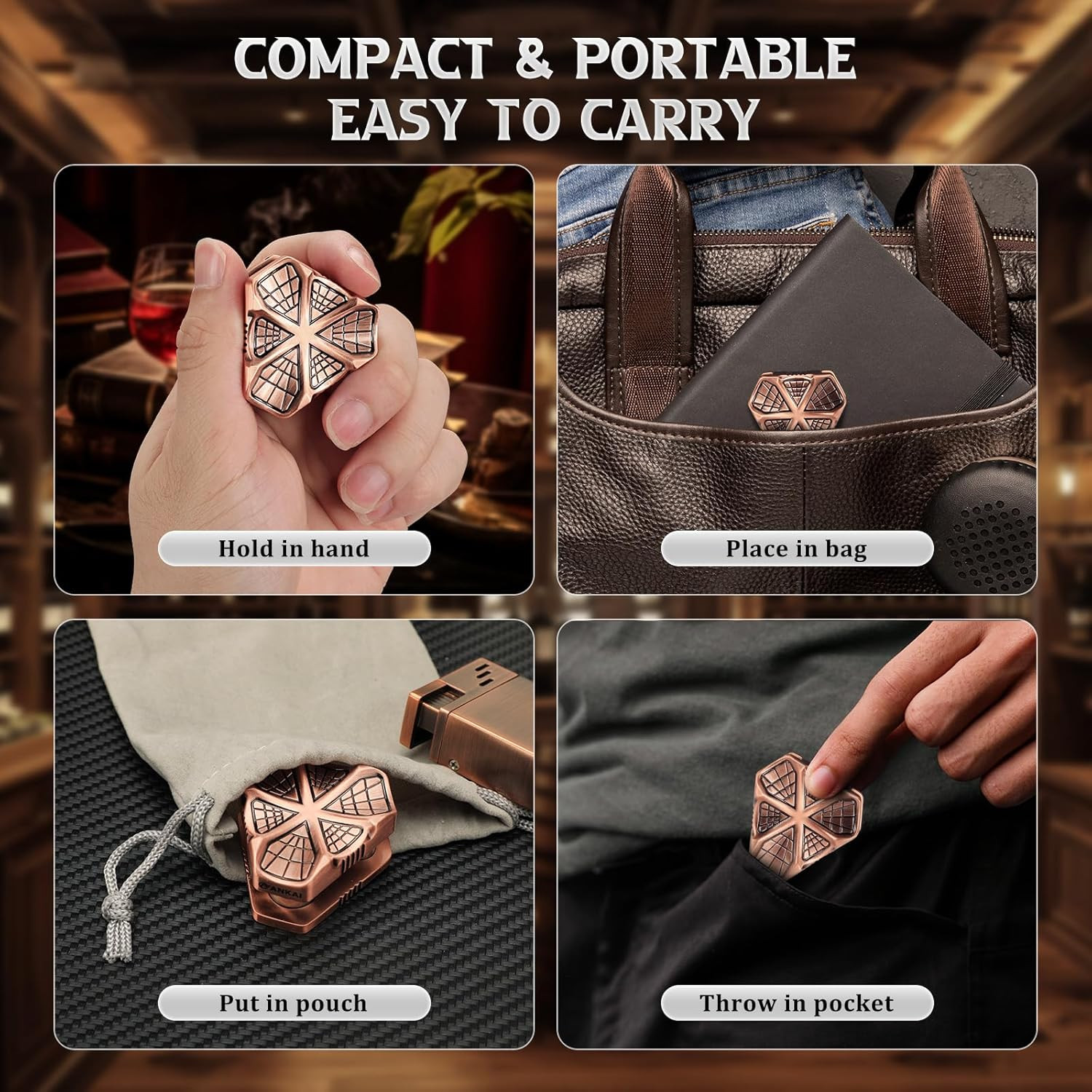 Cigar Punch with Cigar Holder Kit,Triple-Punch Cutter,2 Cigar Stand, 20-25-30 Ri