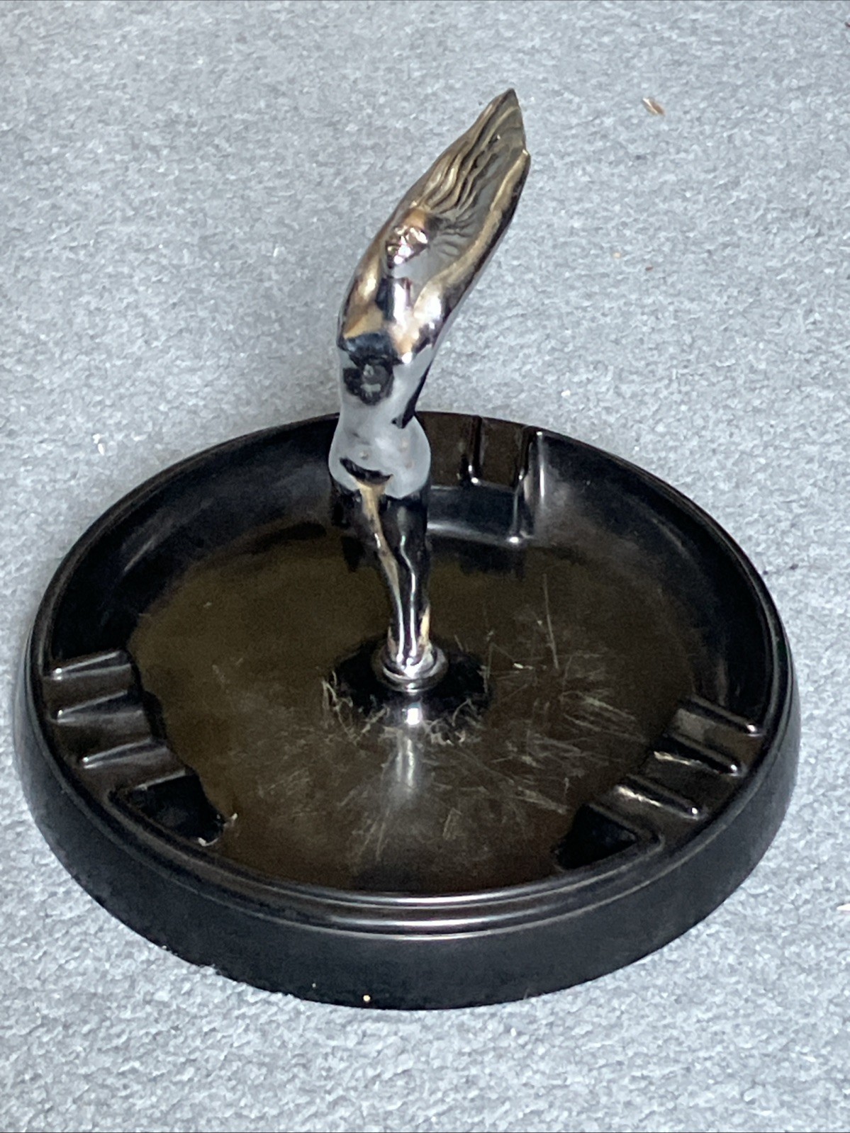 VINTAGE ART DECO CHROMED METAL NUDE FIGURE LADY WOMAN #980 STATUETTE CHICAGO US
