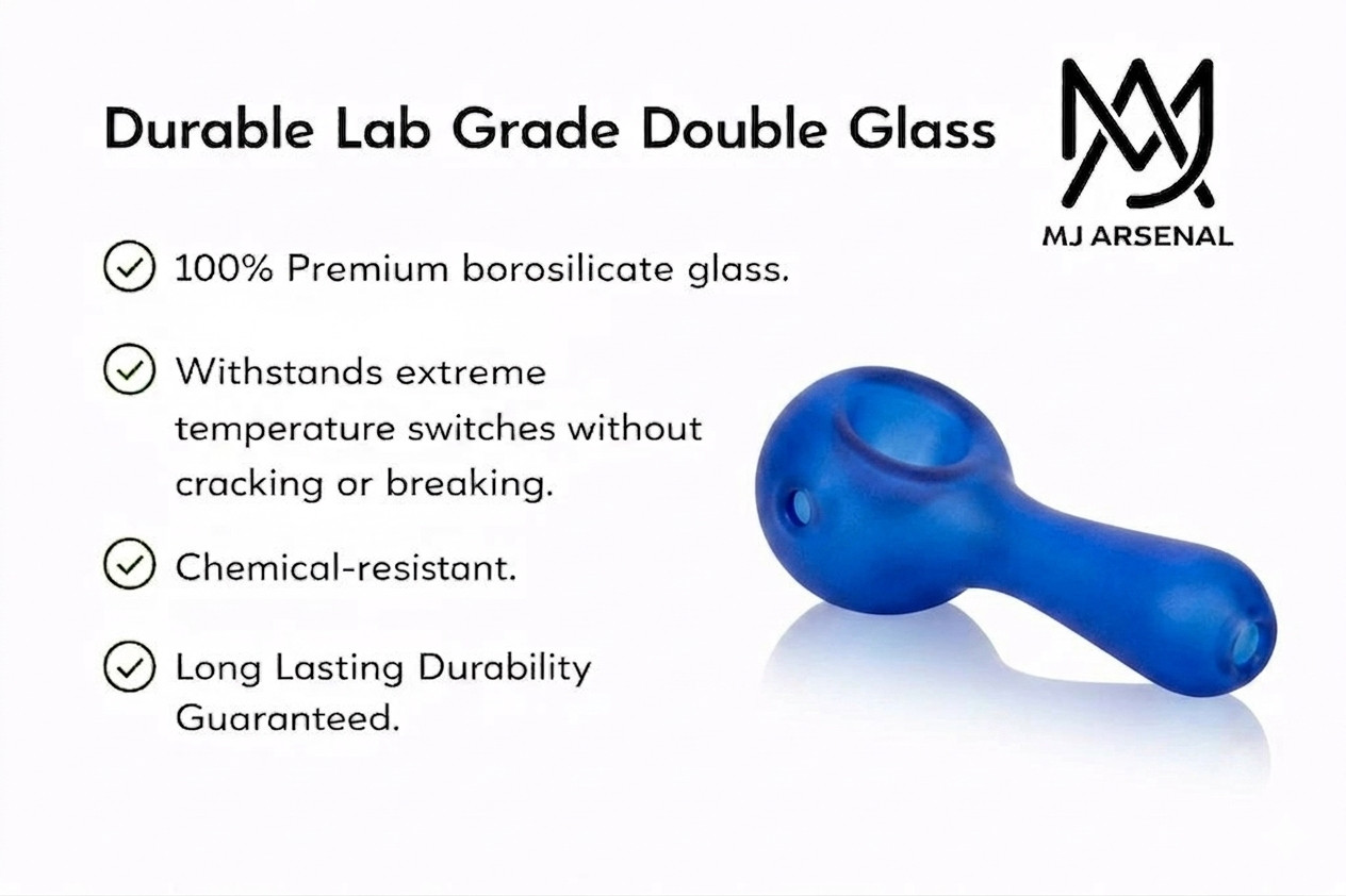 MJ Arsenal Sandblasted Pioneer Frosted Borosilicate Double Glass Spoon Hand Pipe