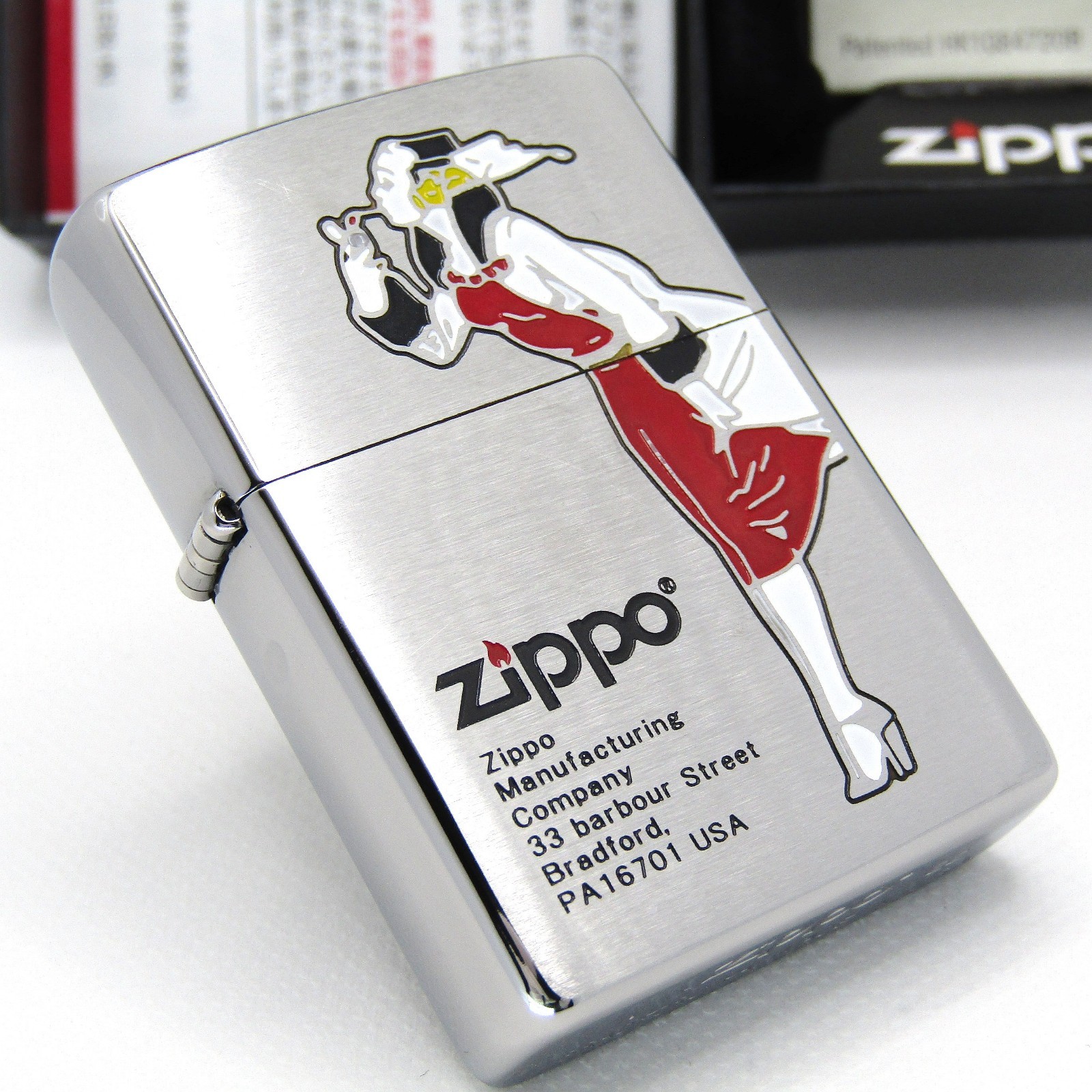 Windy Girl Design Silver Red Zippo Oil Lighter 2022 MIB