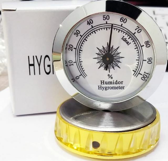 1 3/4″ Diam. Polished Silver Frame Glass Analog Hygrometer Cigar Humidor