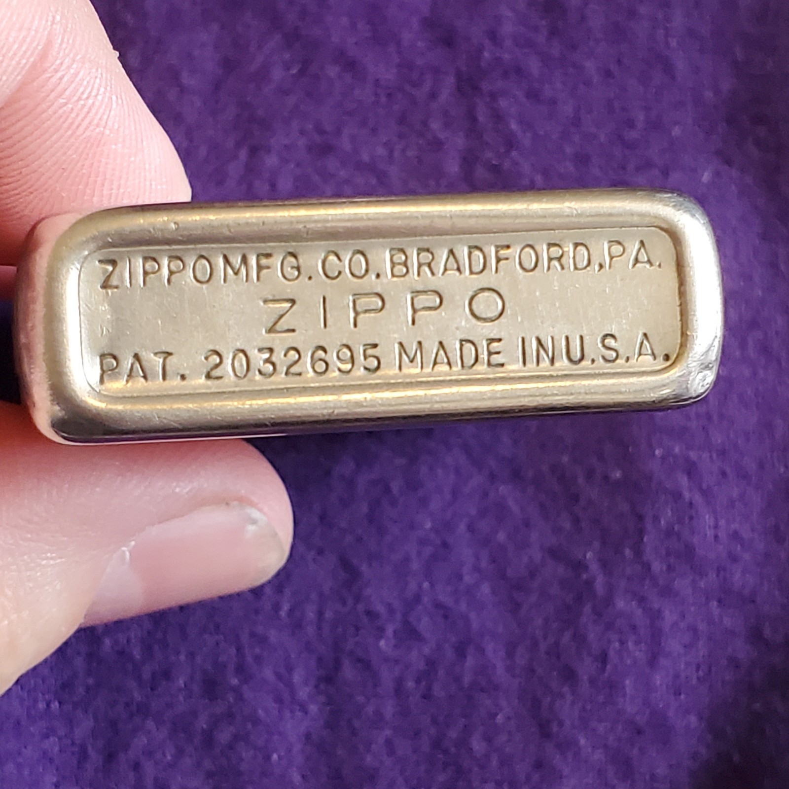 VINTAGE 1940’S ZIPPO LIGHTER 3 BARREL HINGE 14 HOLE ORIG INSERT Pat. # 2032695