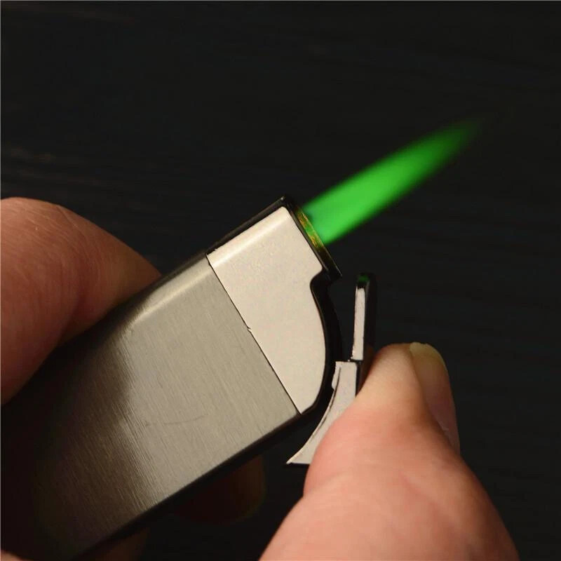 Ultra Thin Refillable Butane Lighter Small Metal Windproof Jet Torch Gas Lighter