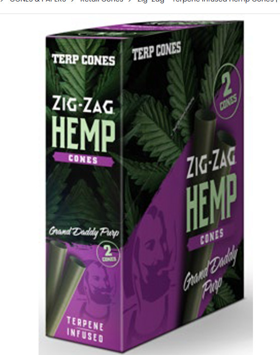 ZIG ZAG Pre Rolled Natural Cone GRAND DADDY PURPLE 15 Pack of 2 CONES each
