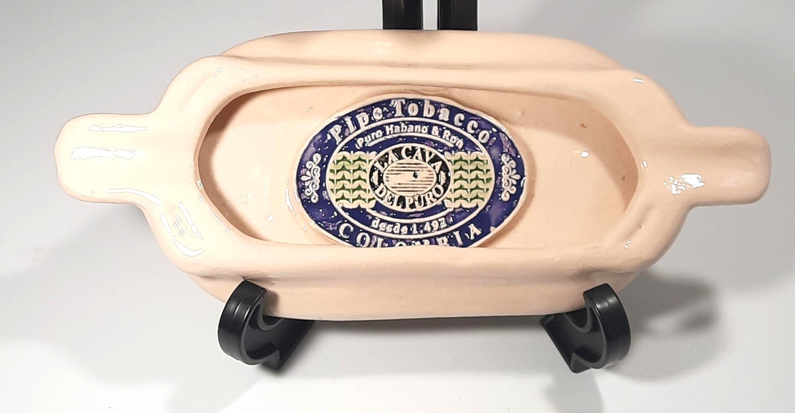 Vintage Pipe Stand Cigar Tray Advertising La Cava del Puro Cigar Store Colombia