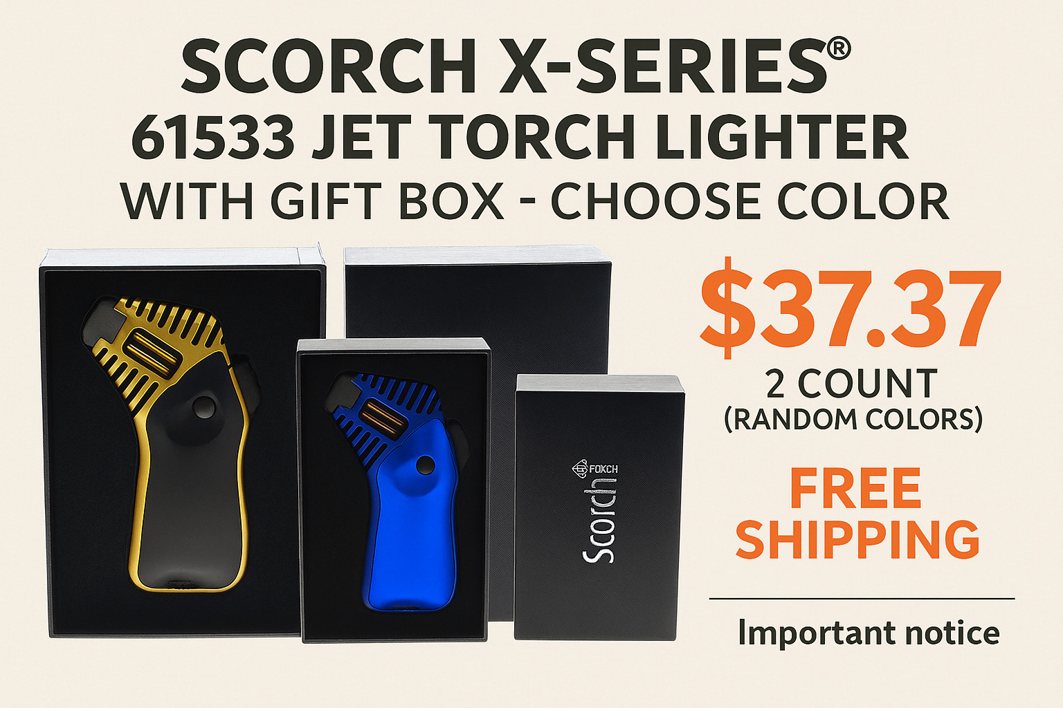 Scorch X-SERIES 61533 Jet Torch Lighter – With Gift Box | Choose Color