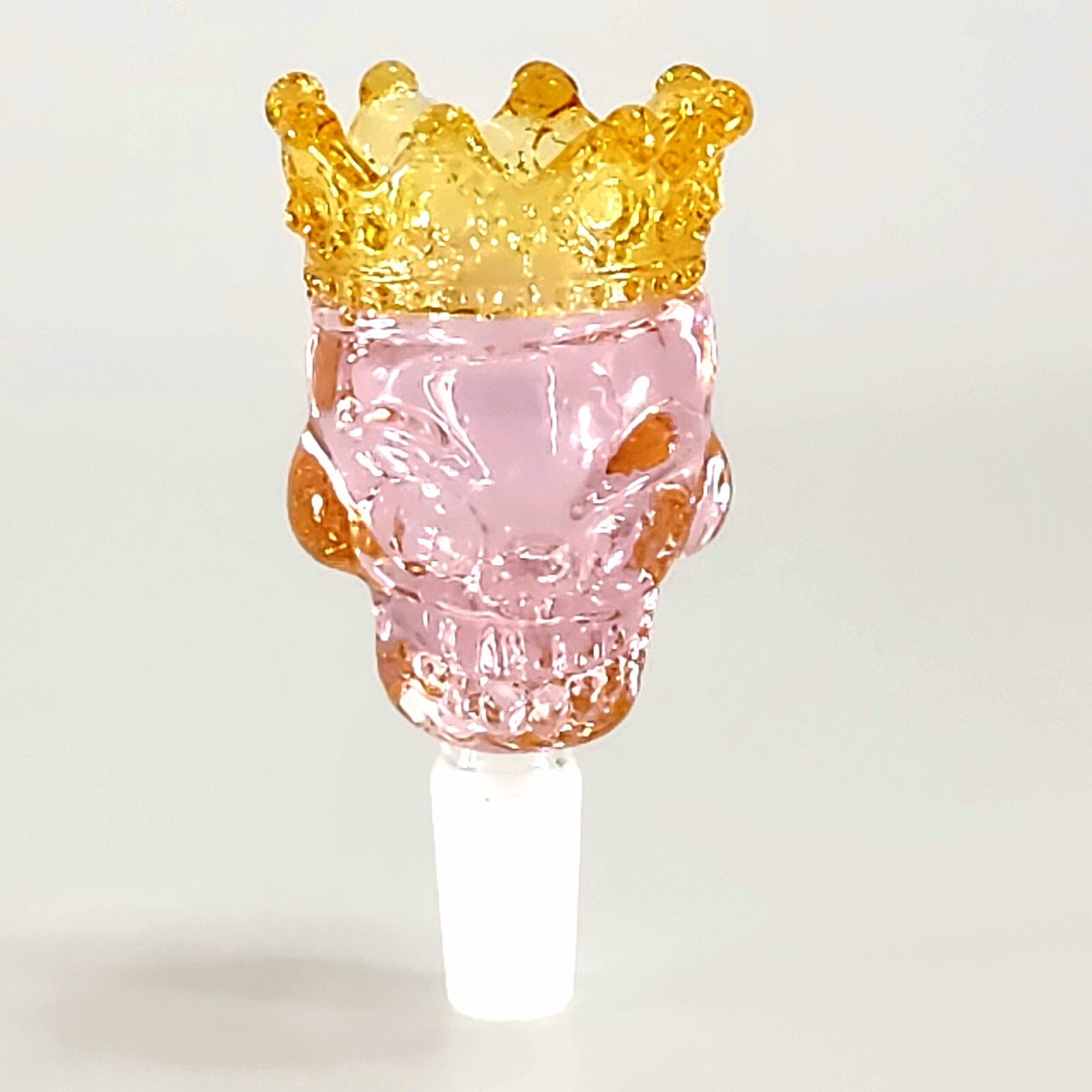 14mm PINK Crown Skull Unique Glass Replacement Head Piece Slide Hookah Bowl