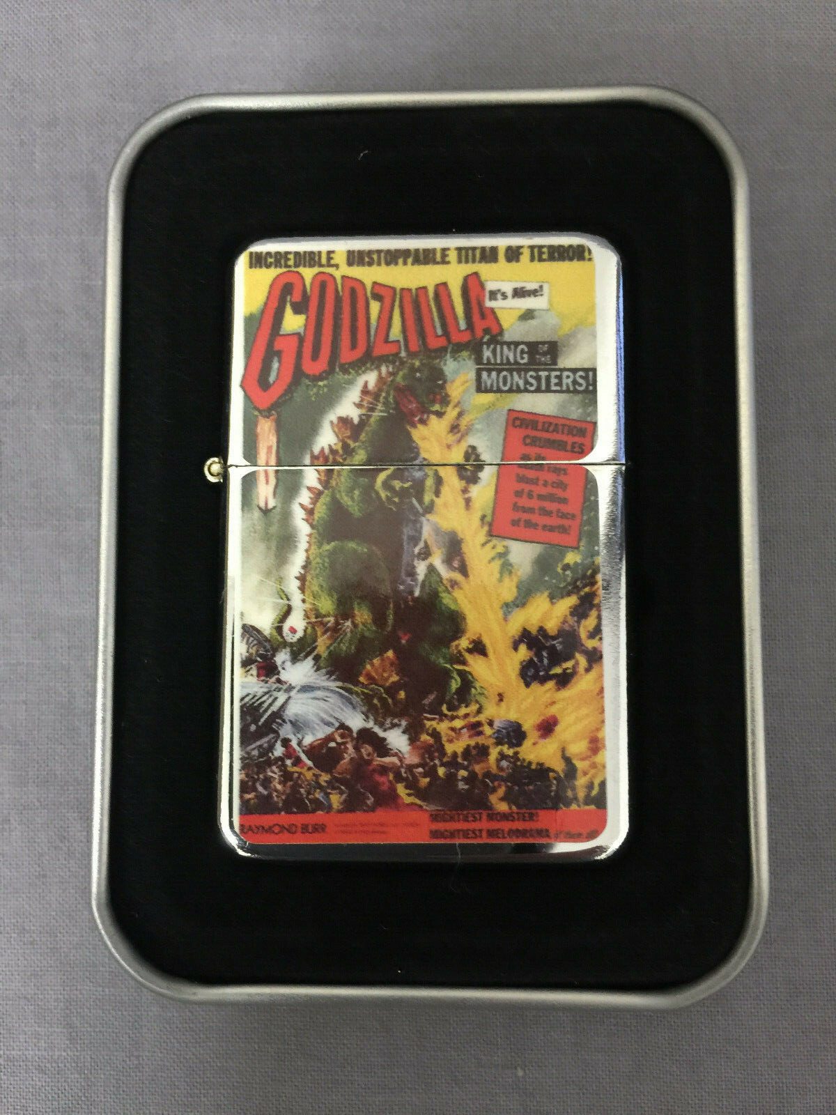 Godzilla D255 Flip Top Oil Lighter Wind Resistant