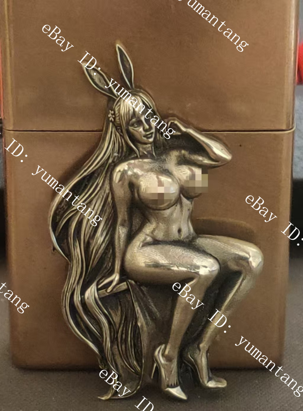 1 piece Brass Sexy long haired bunny girl sticker Lighter DIY Accessories