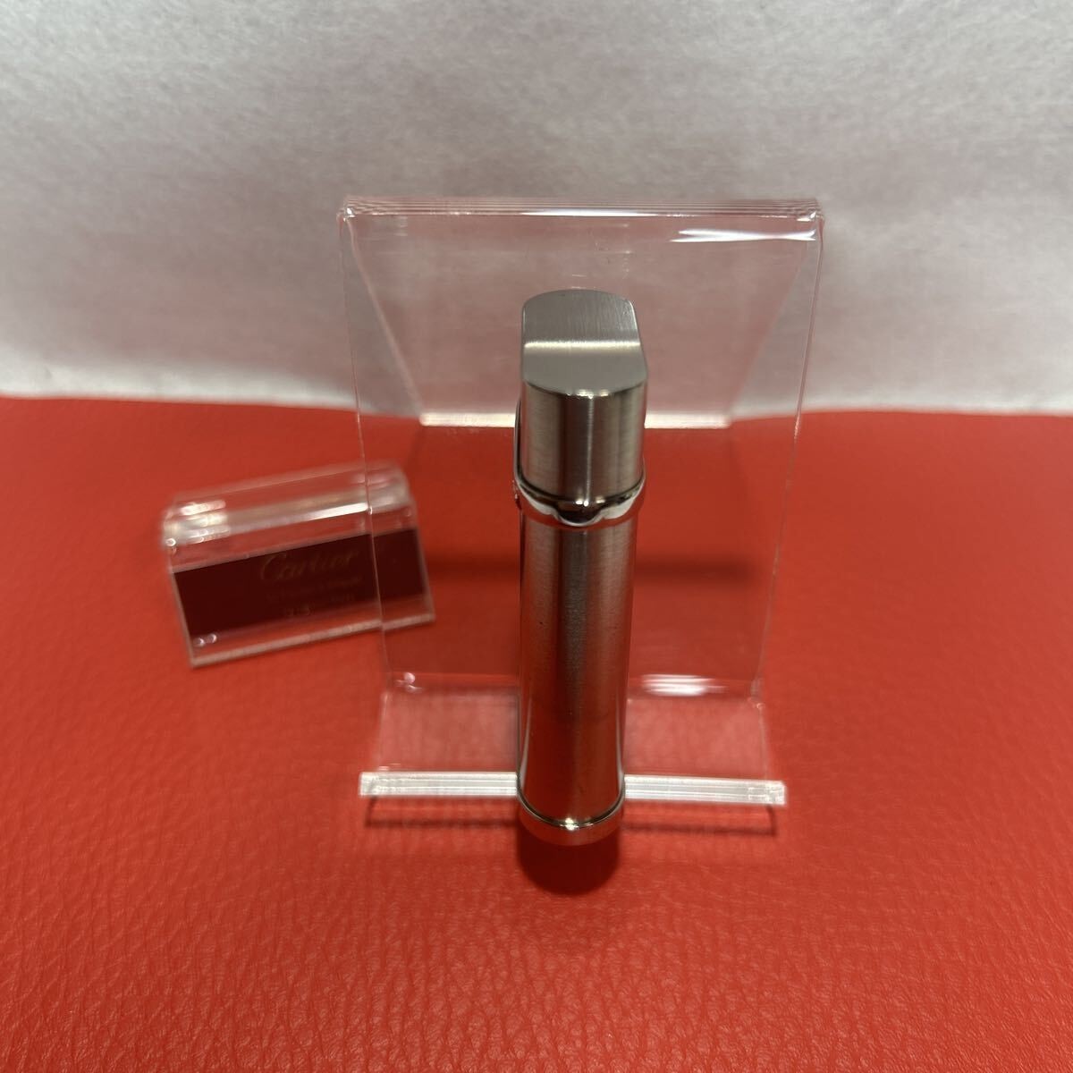 Overhauled Cartier Gas lighter Silver Godron hair line without box