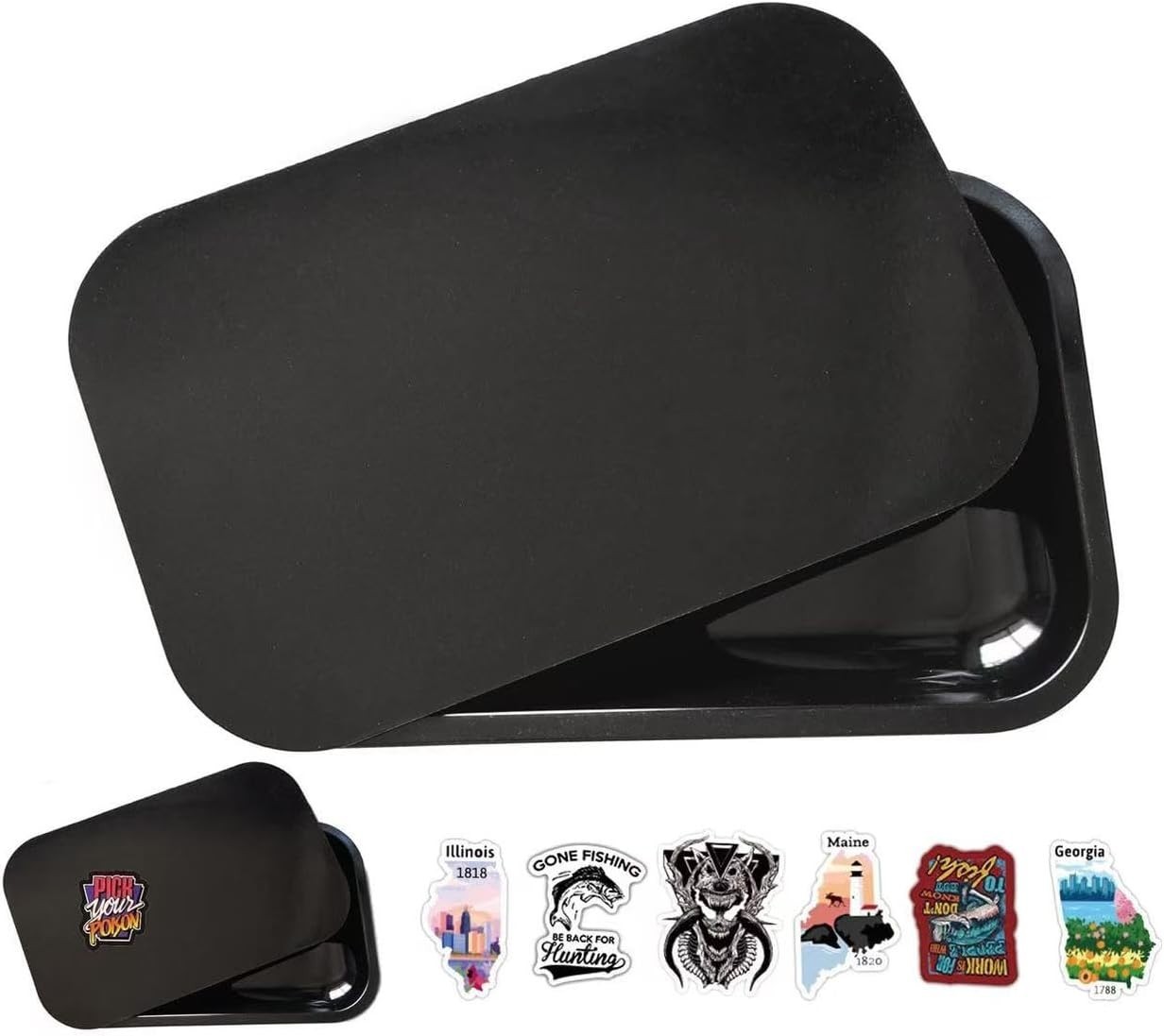 Rolling Tray with Magnetic Lid, Rolling Trays with Cover, Metal Tray with Cov…